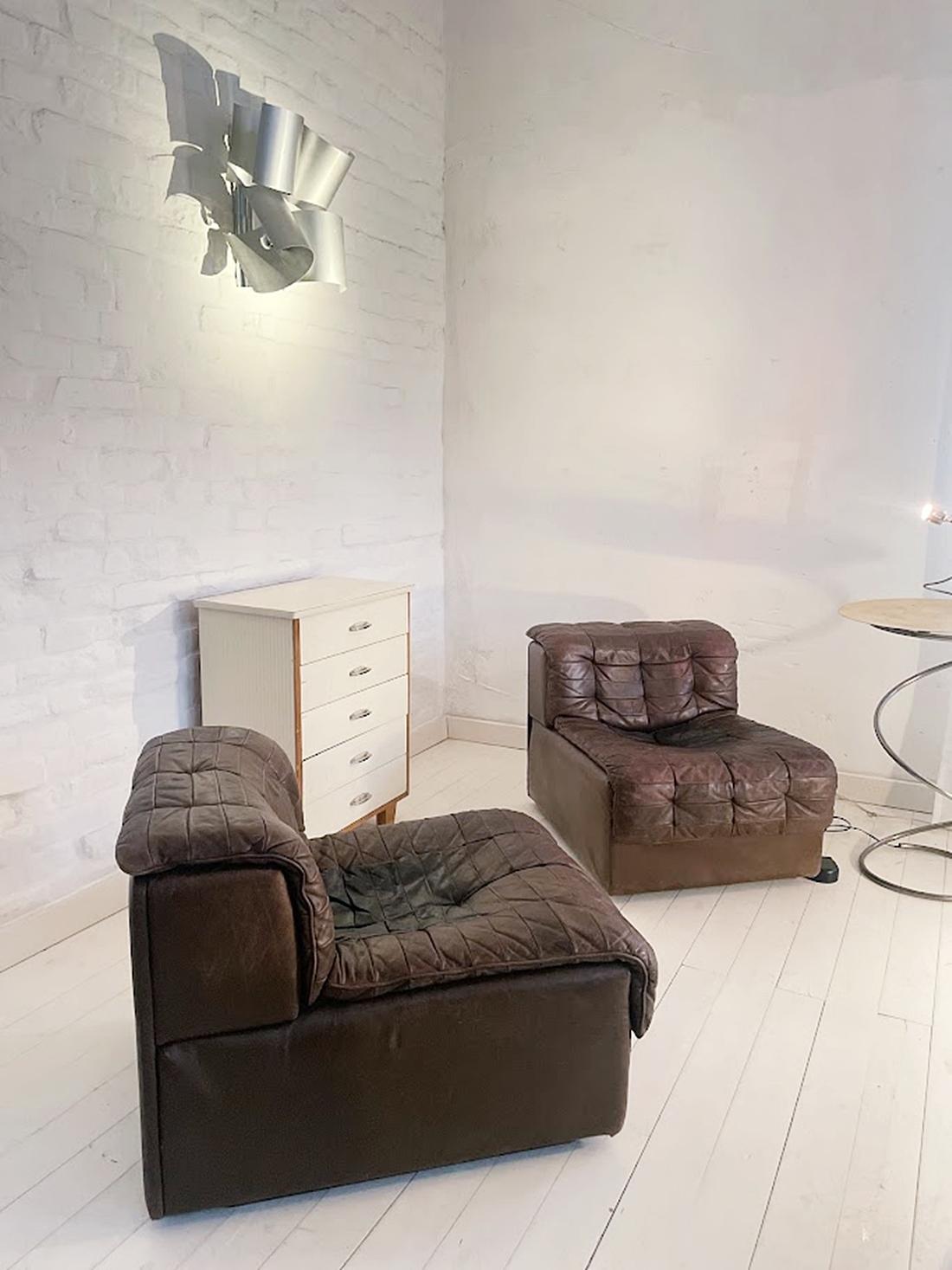 Mid-20th Century De Sede Leather DS11 Modular 2-seater Sofa 1960s Switzerland