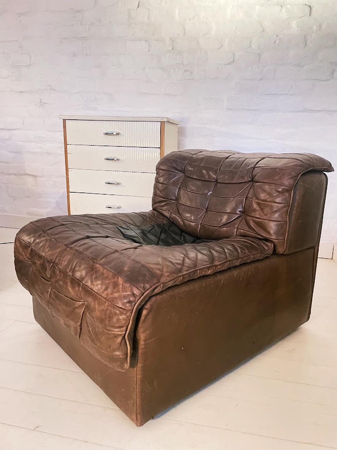 De Sede Leather DS11 Modular 2-seater Sofa 1960s Switzerland 2