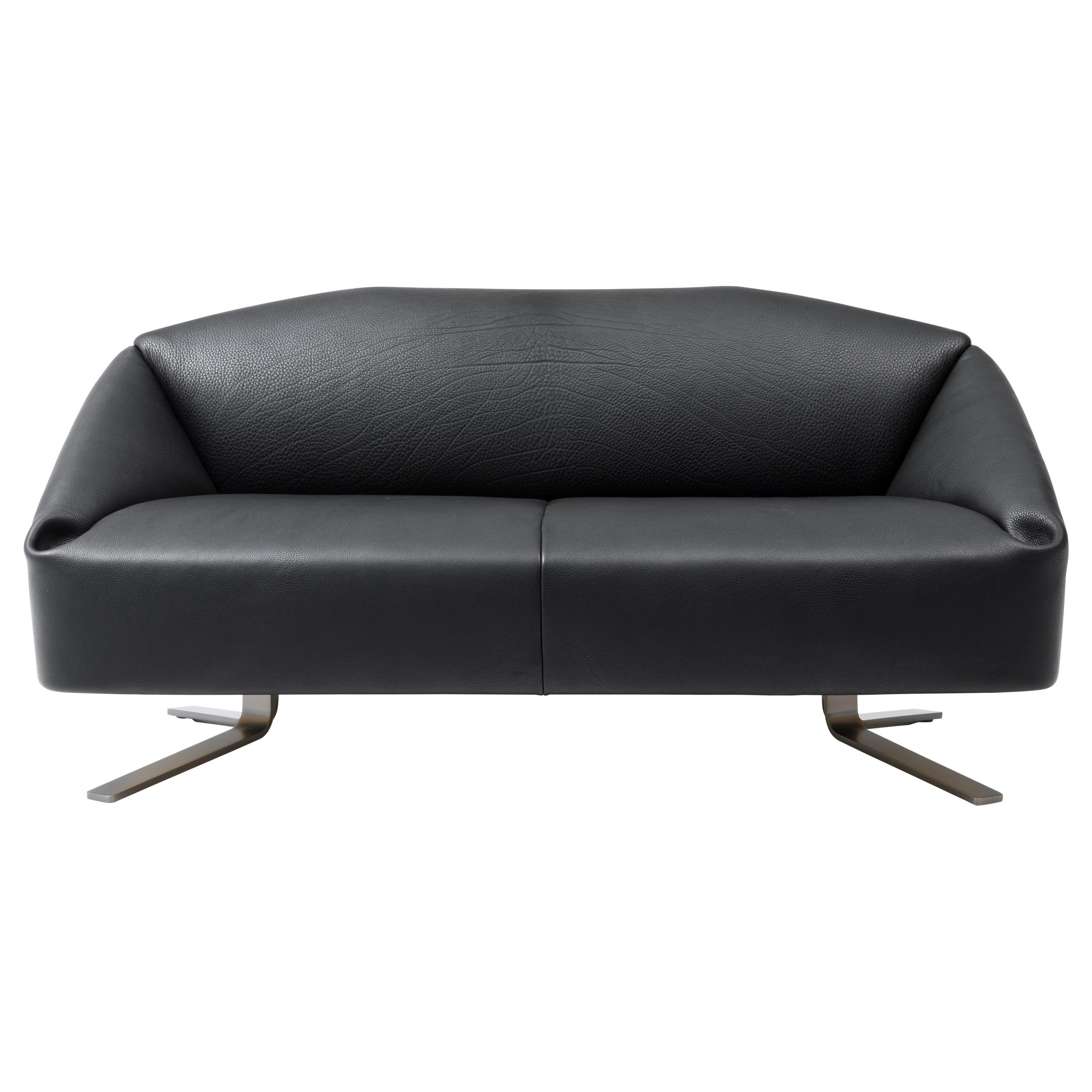 For Sale: Black (NECK Black) De Sede Leather Folds Sofa by Alfredo Häberli
