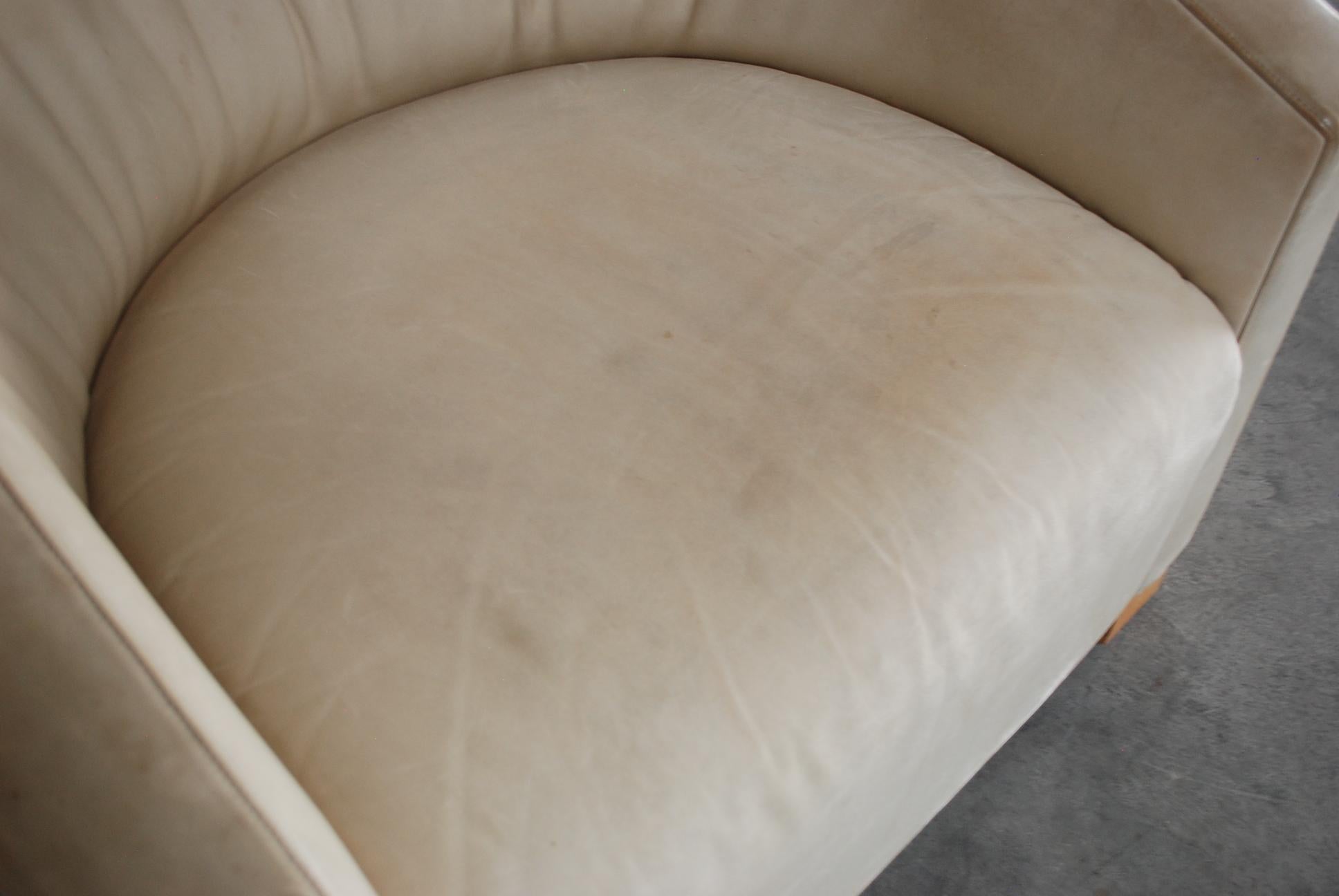 Swiss De Sede Leather Lounge Chair Armchair Creme Paolo Piva For Sale