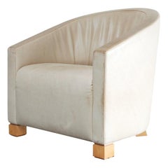 Fauteuil de salon en cuir De Sede Creme Paolo Piva
