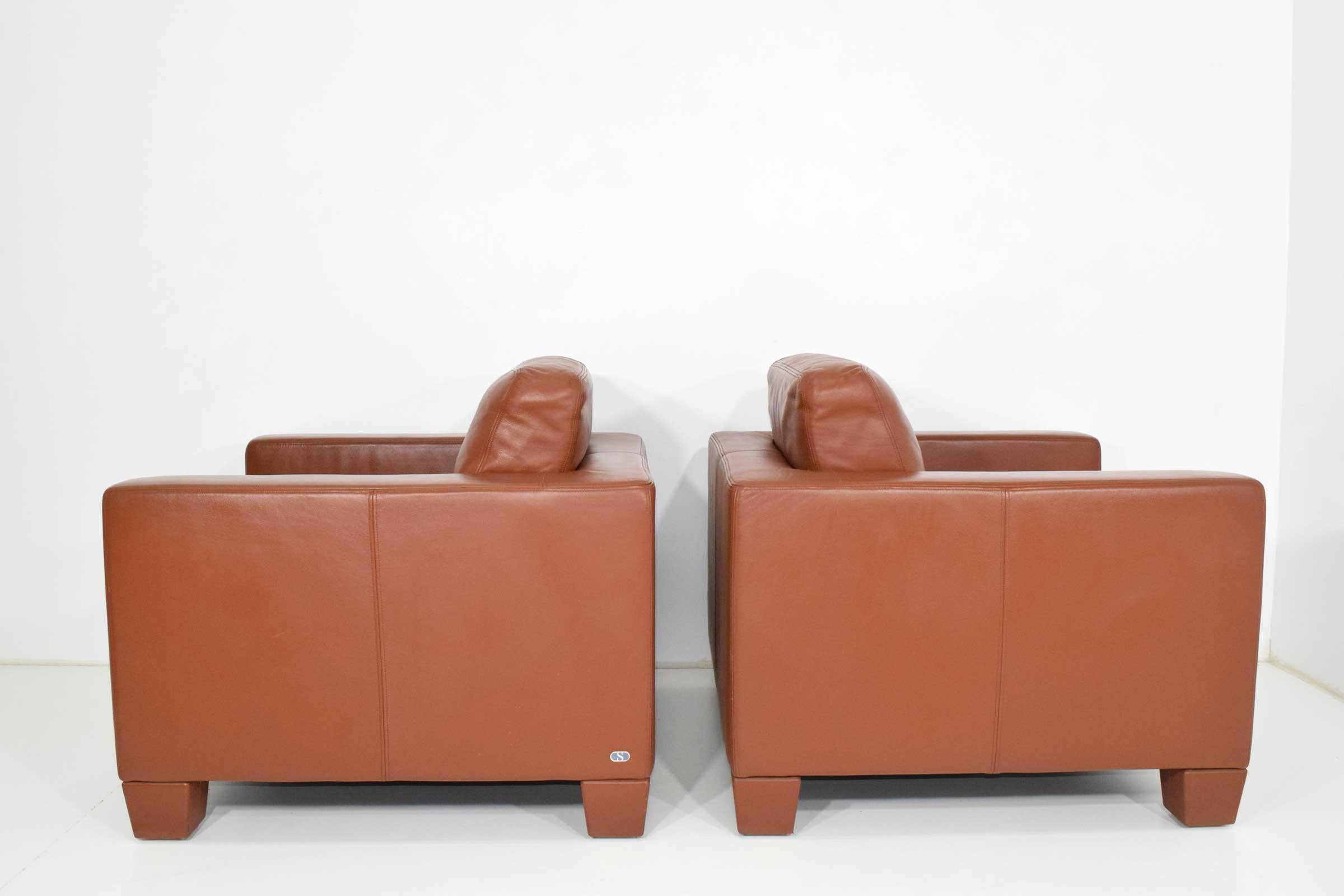 Swiss De Sede Leather Lounge Chairs