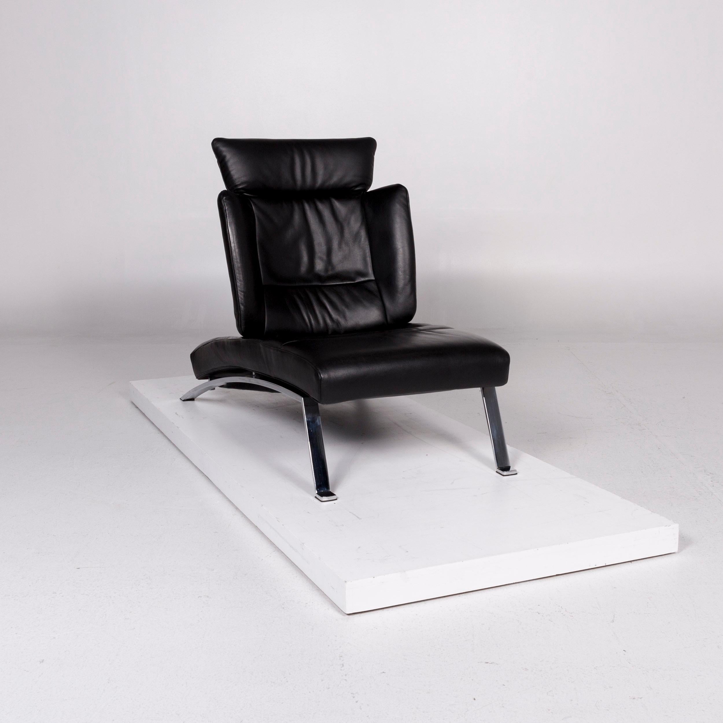 De Sede Leather Lounger Black Function Relax Lounger In Good Condition For Sale In Cologne, DE