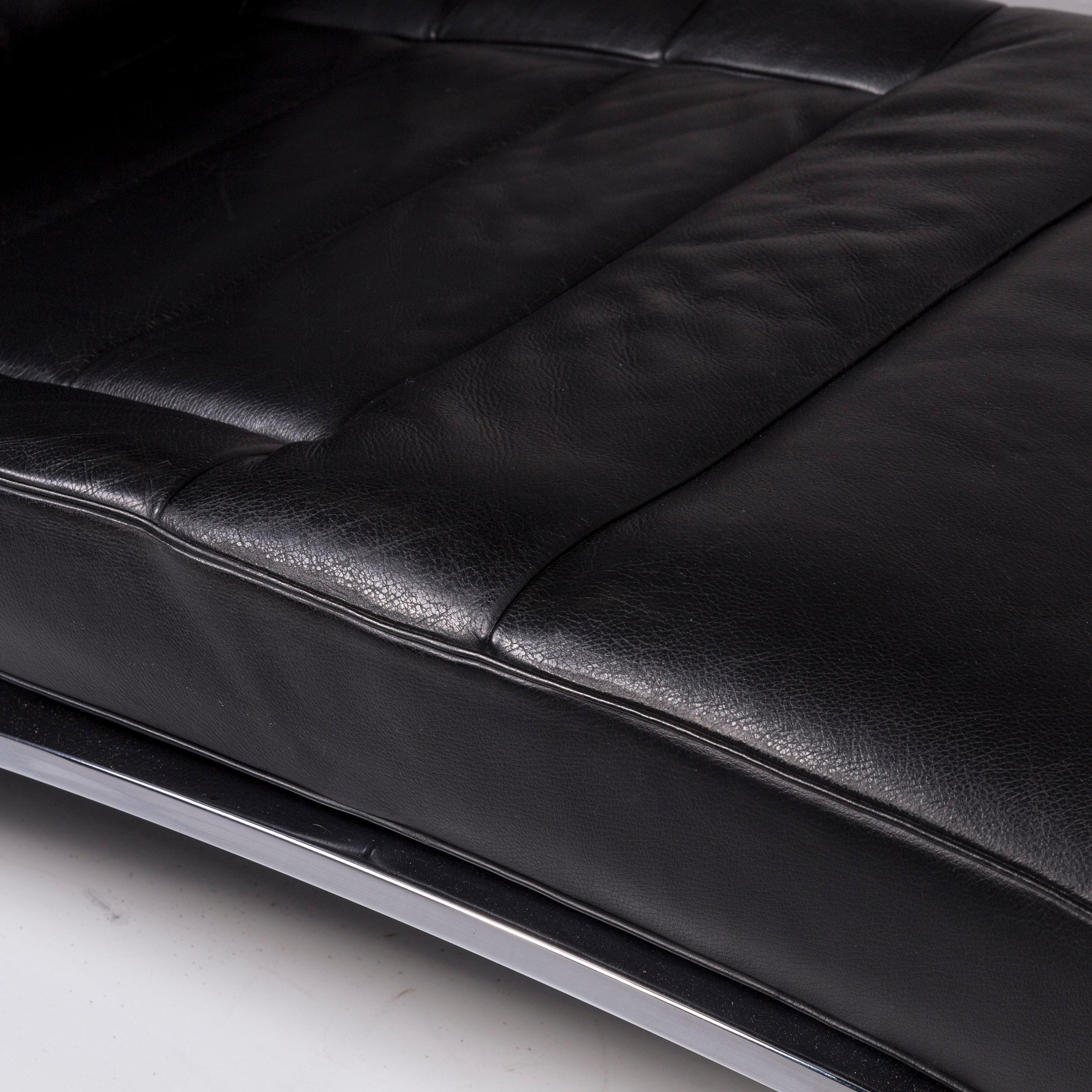 Contemporary De Sede Leather Lounger Black Function Relax Lounger For Sale