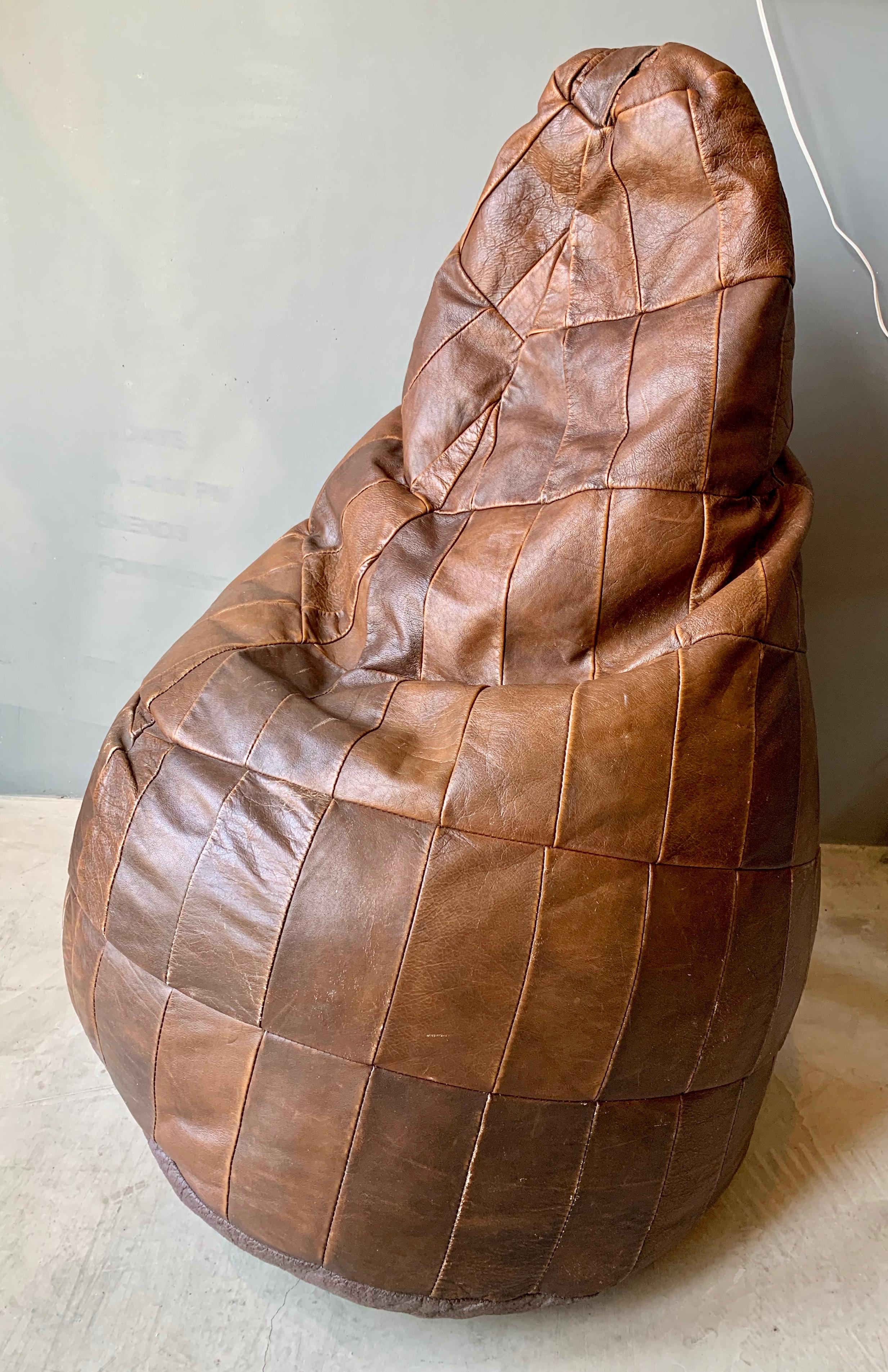 vintage leather bean bag