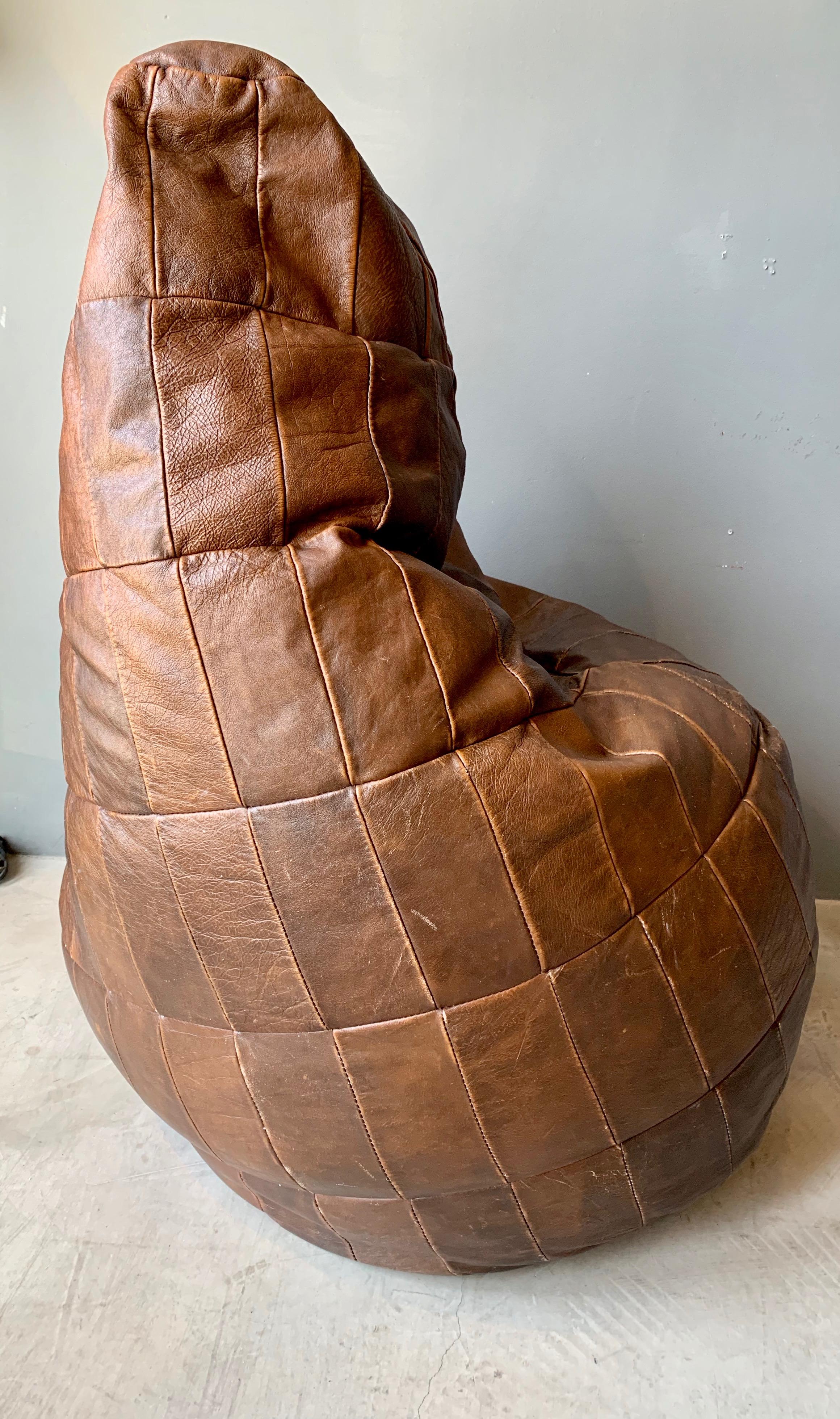 Swiss De Sede Leather Patchwork Bean Bag
