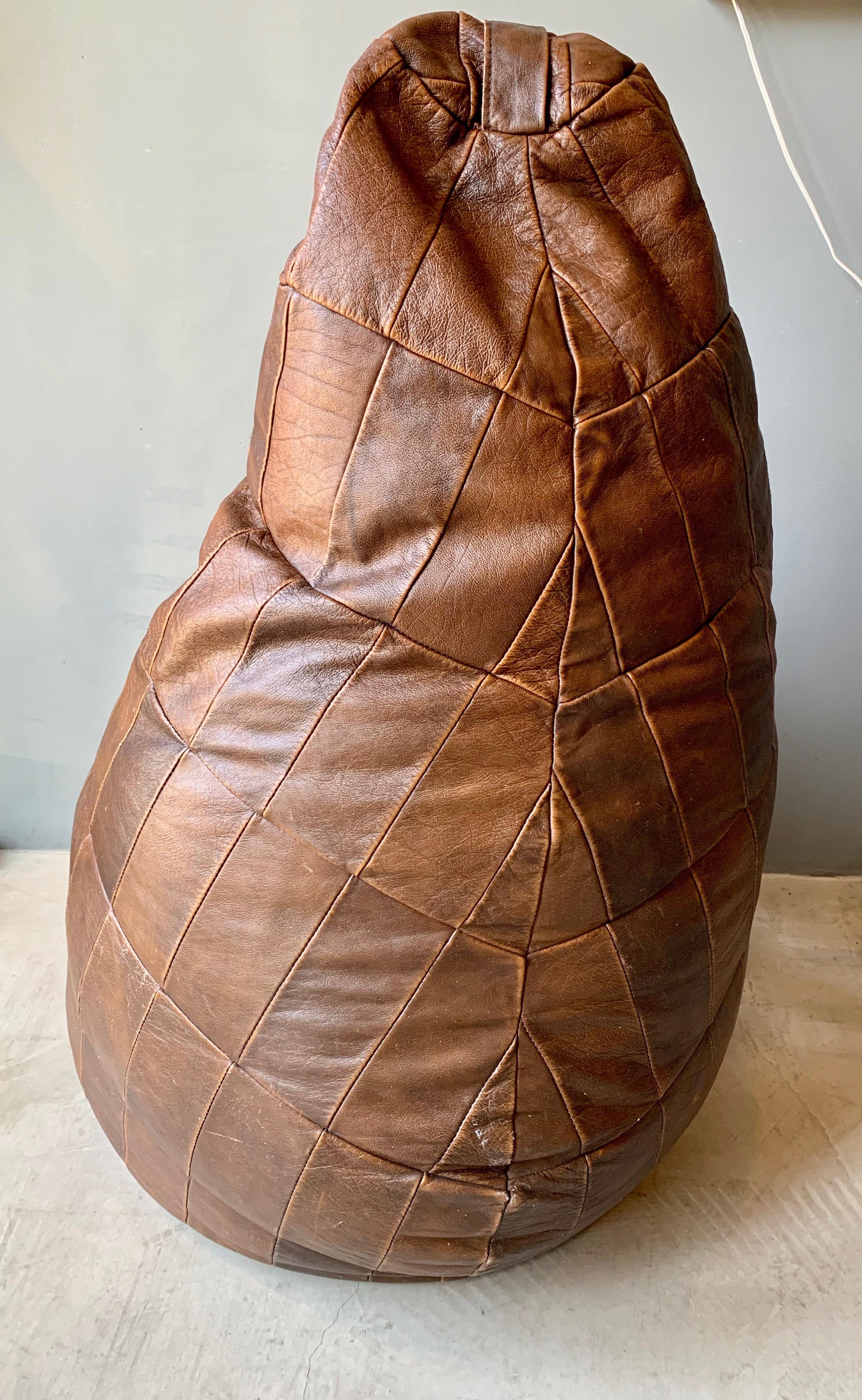 De Sede Leather Patchwork Bean Bag In Good Condition In Los Angeles, CA