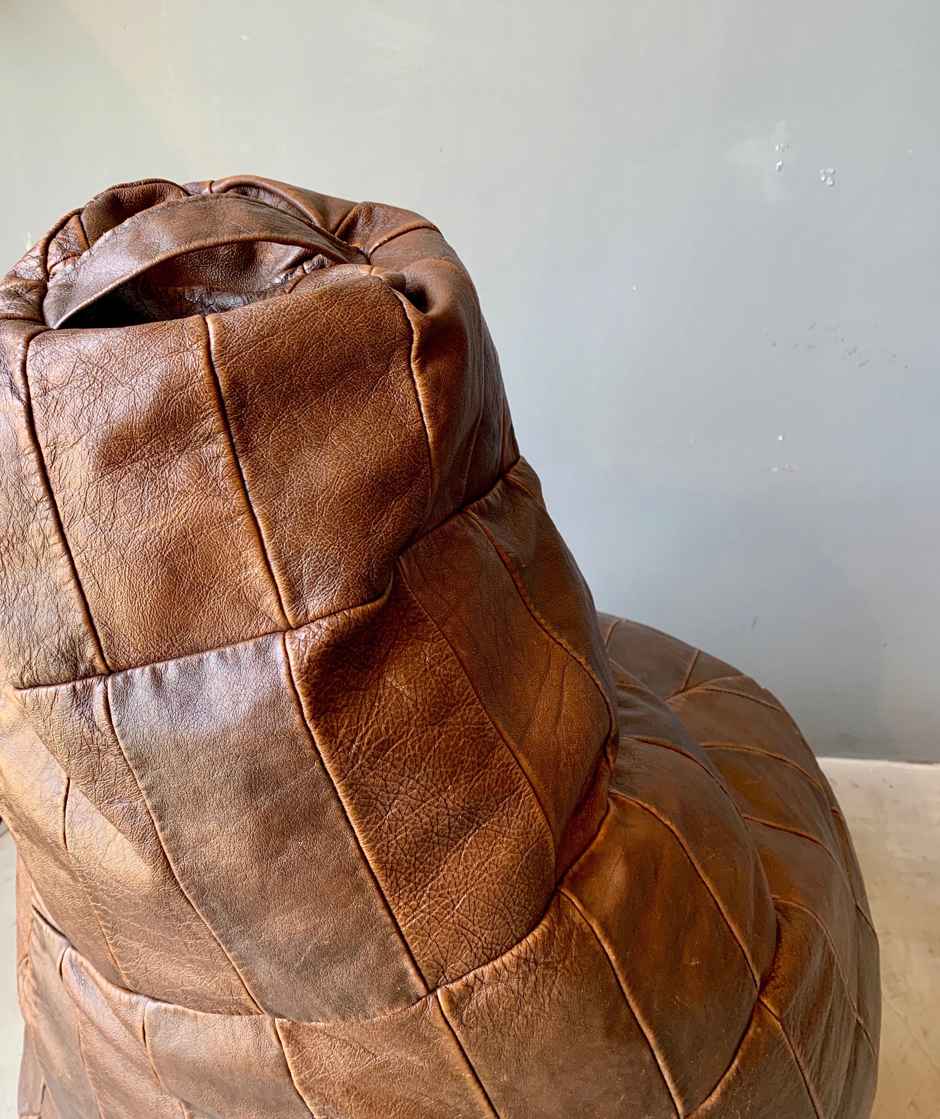 Late 20th Century De Sede Leather Patchwork Bean Bag