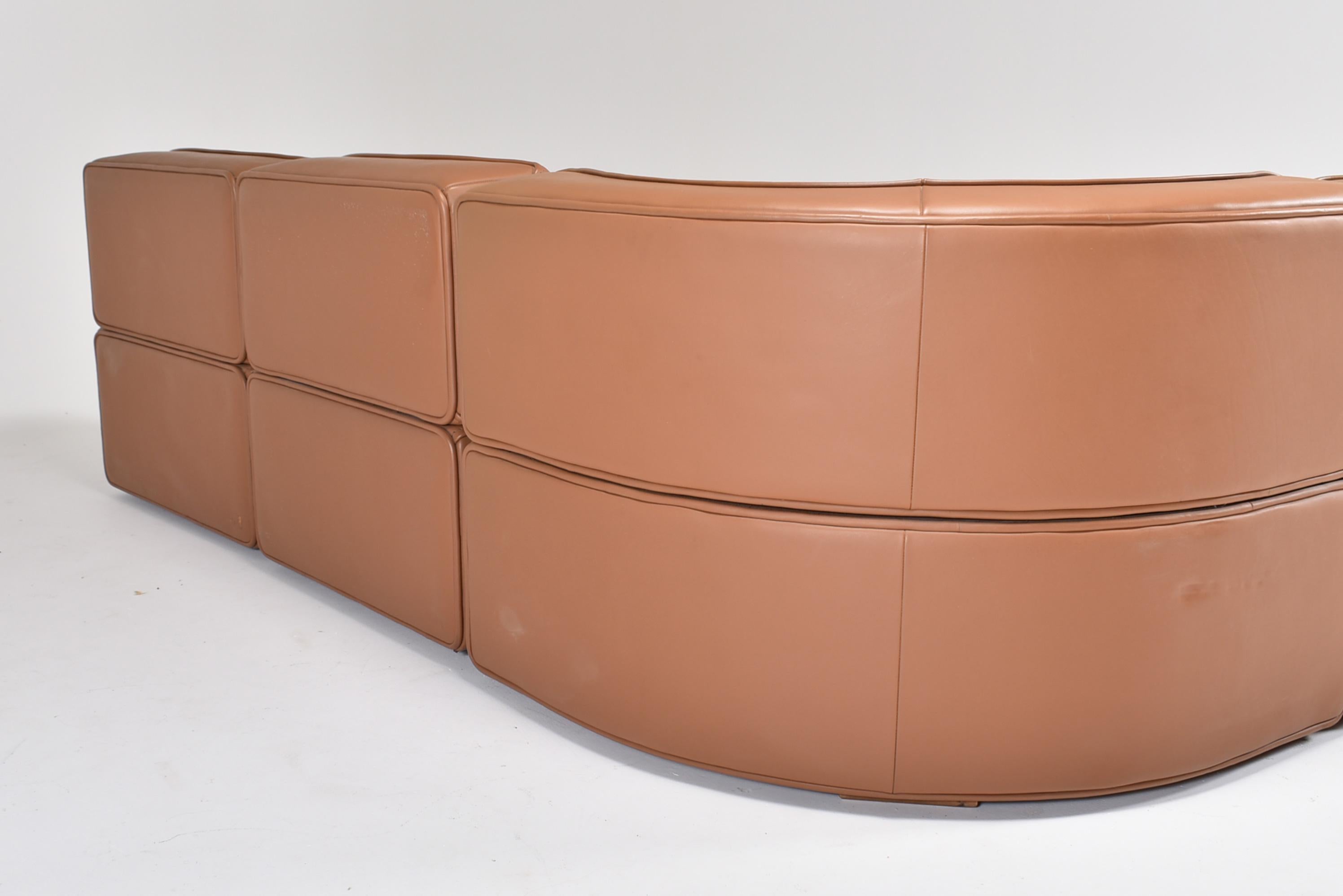 De Sede Leather Sectional Sofa DS 15, Switzerland, 1970s 3