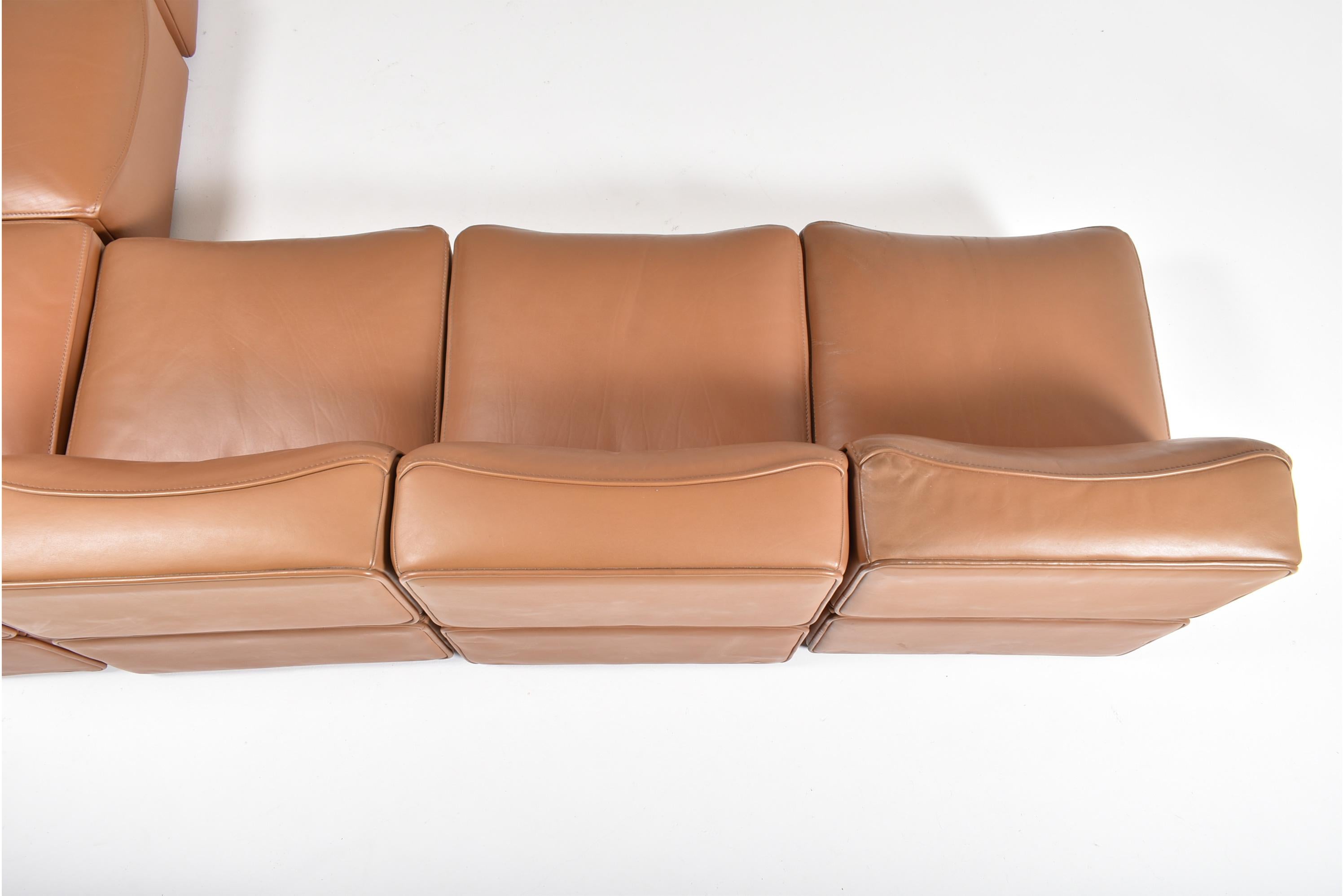 De Sede Leather Sectional Sofa DS 15, Switzerland, 1970s 5