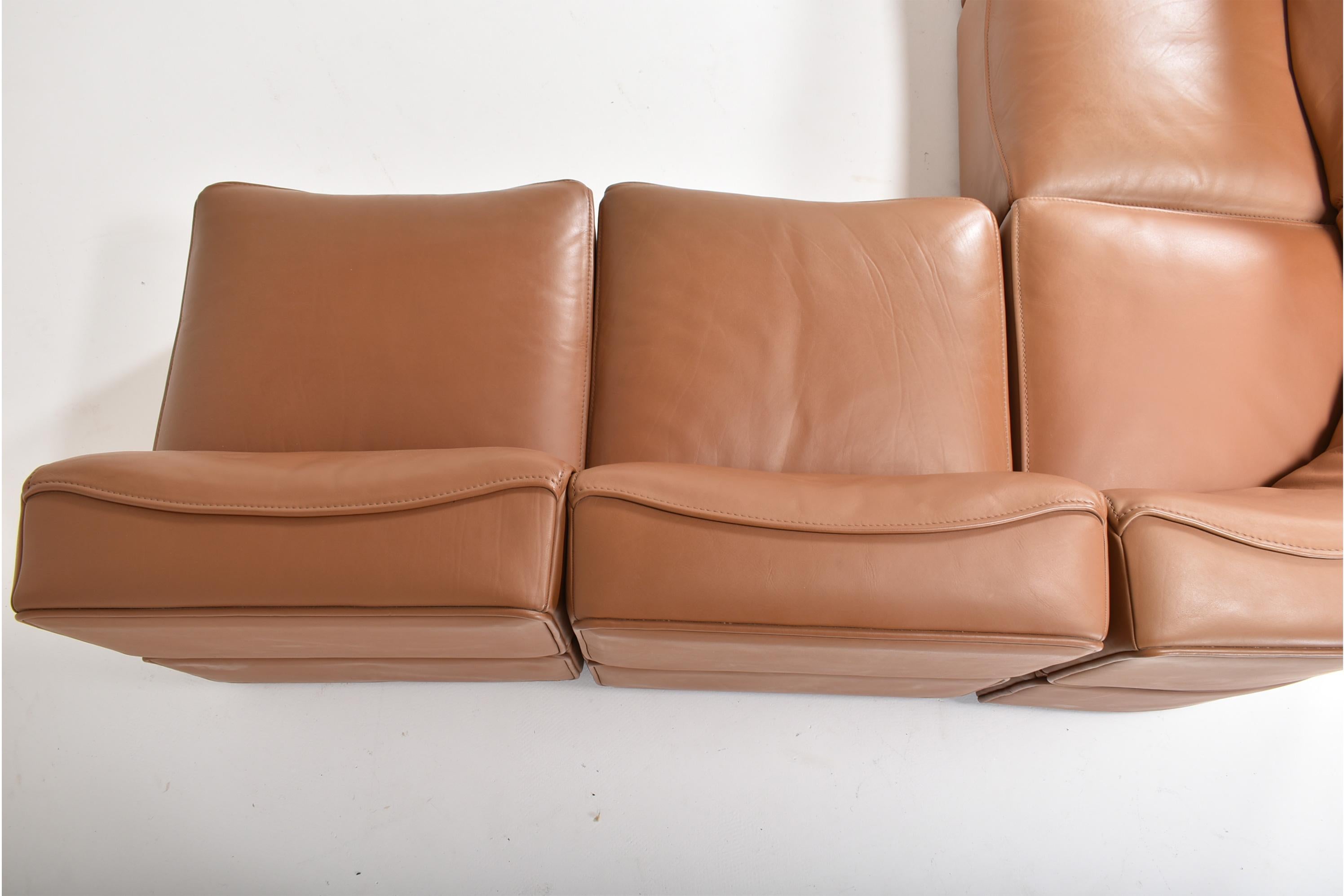 De Sede Leather Sectional Sofa DS 15, Switzerland, 1970s 12