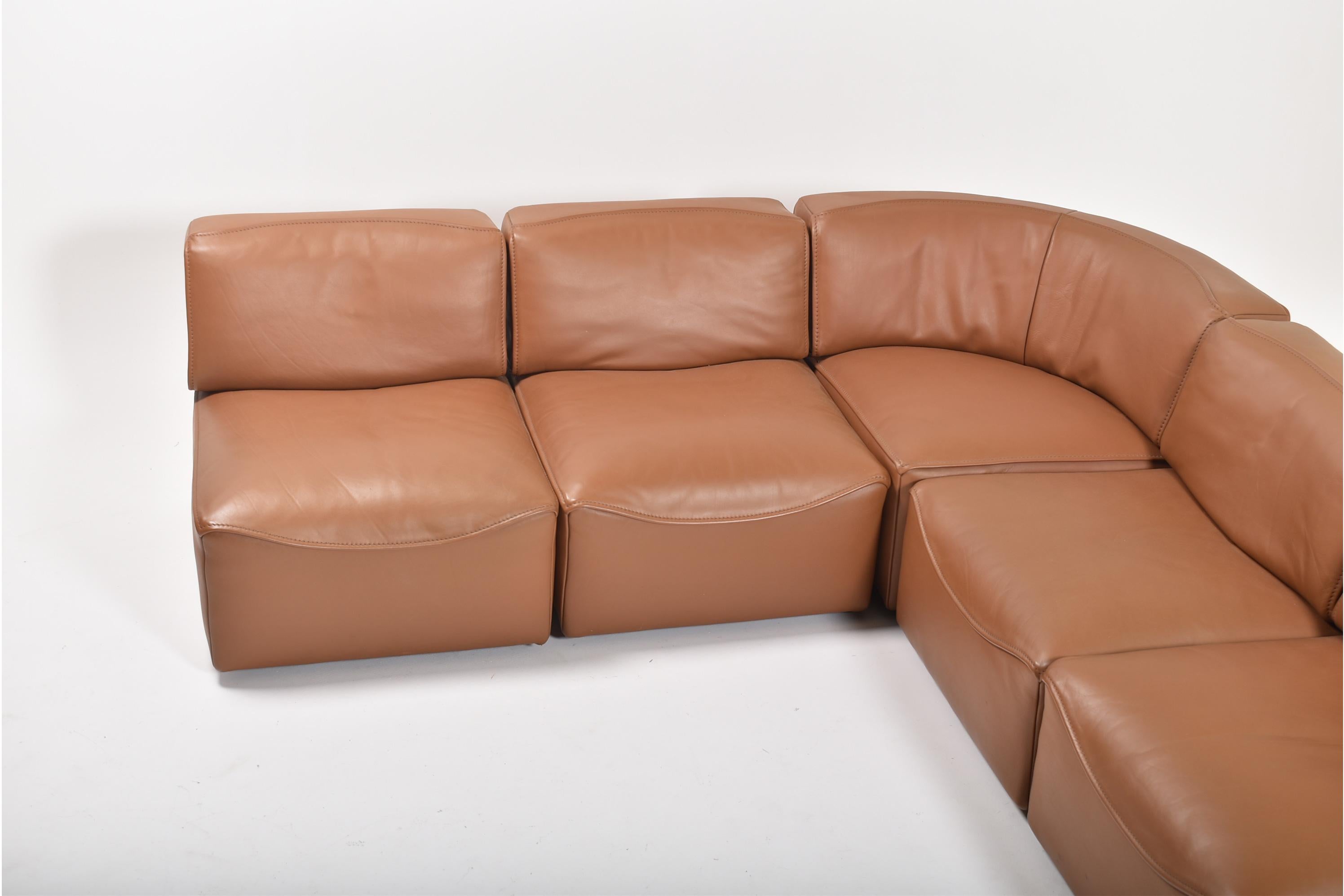 De Sede Leather Sectional Sofa DS 15, Switzerland, 1970s In Good Condition In Le Grand-Saconnex, CH
