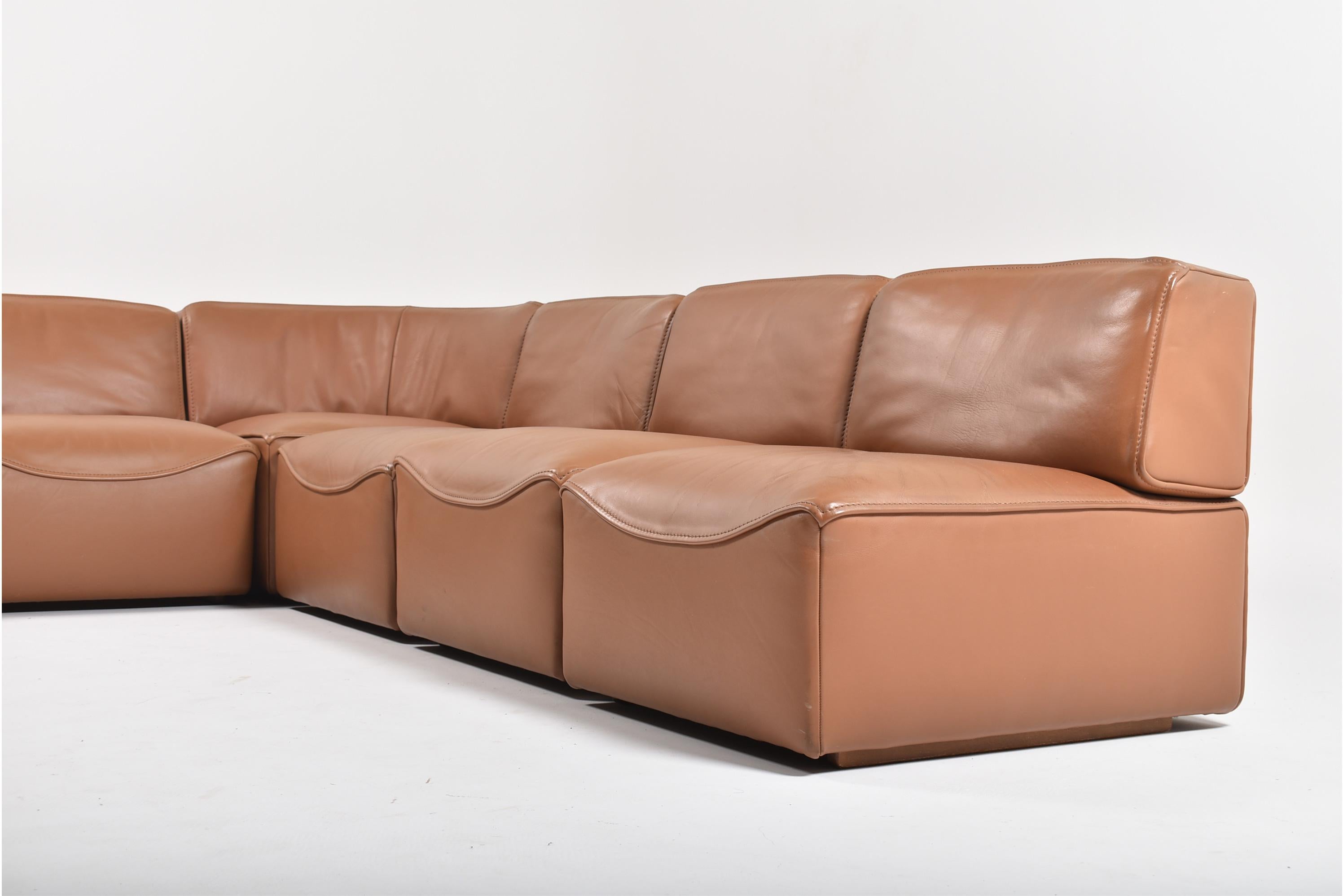 De Sede Leather Sectional Sofa DS 15, Switzerland, 1970s 1