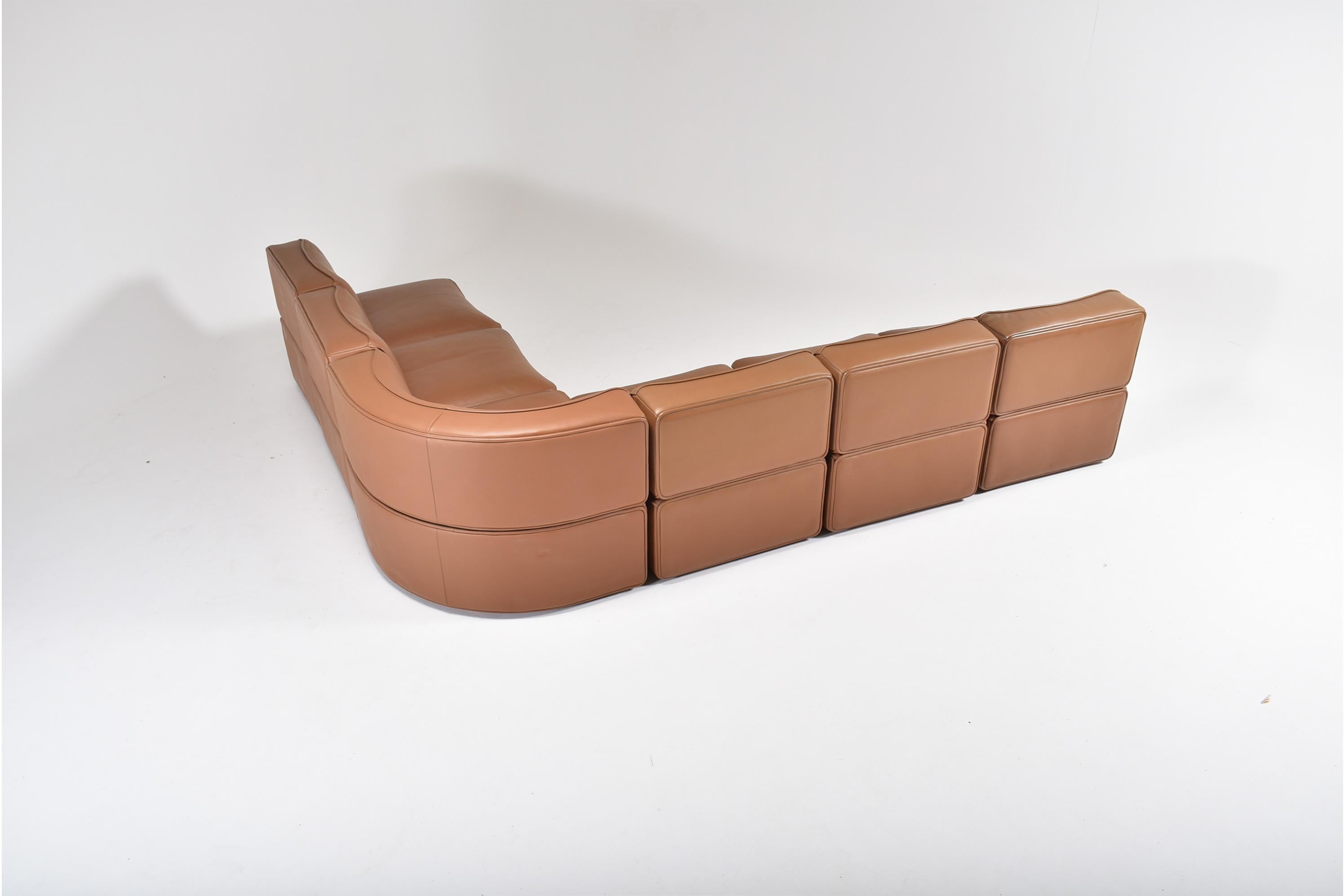 De Sede Leather Sectional Sofa DS 15, Switzerland, 1970s 2