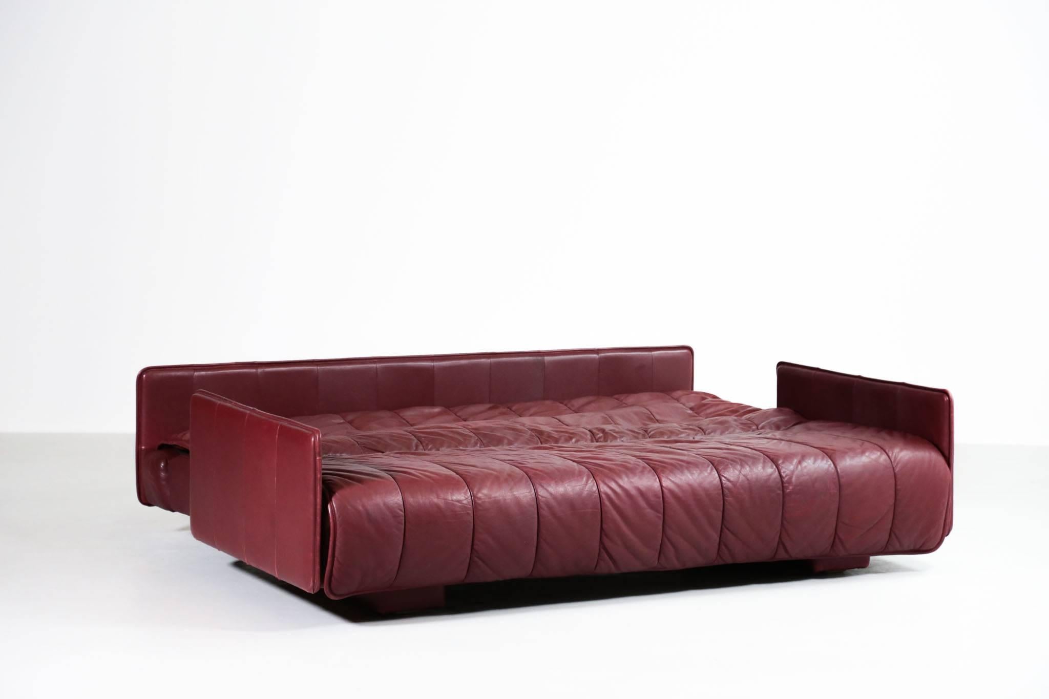 Lit de canapé en cuir De Sede, design suisse des années 1970 DS85 DS600 6