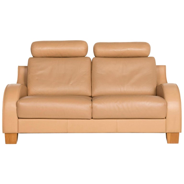 De Sede Leather Sofa Beige TwoSeat Function Couch For Sale at 1stDibs