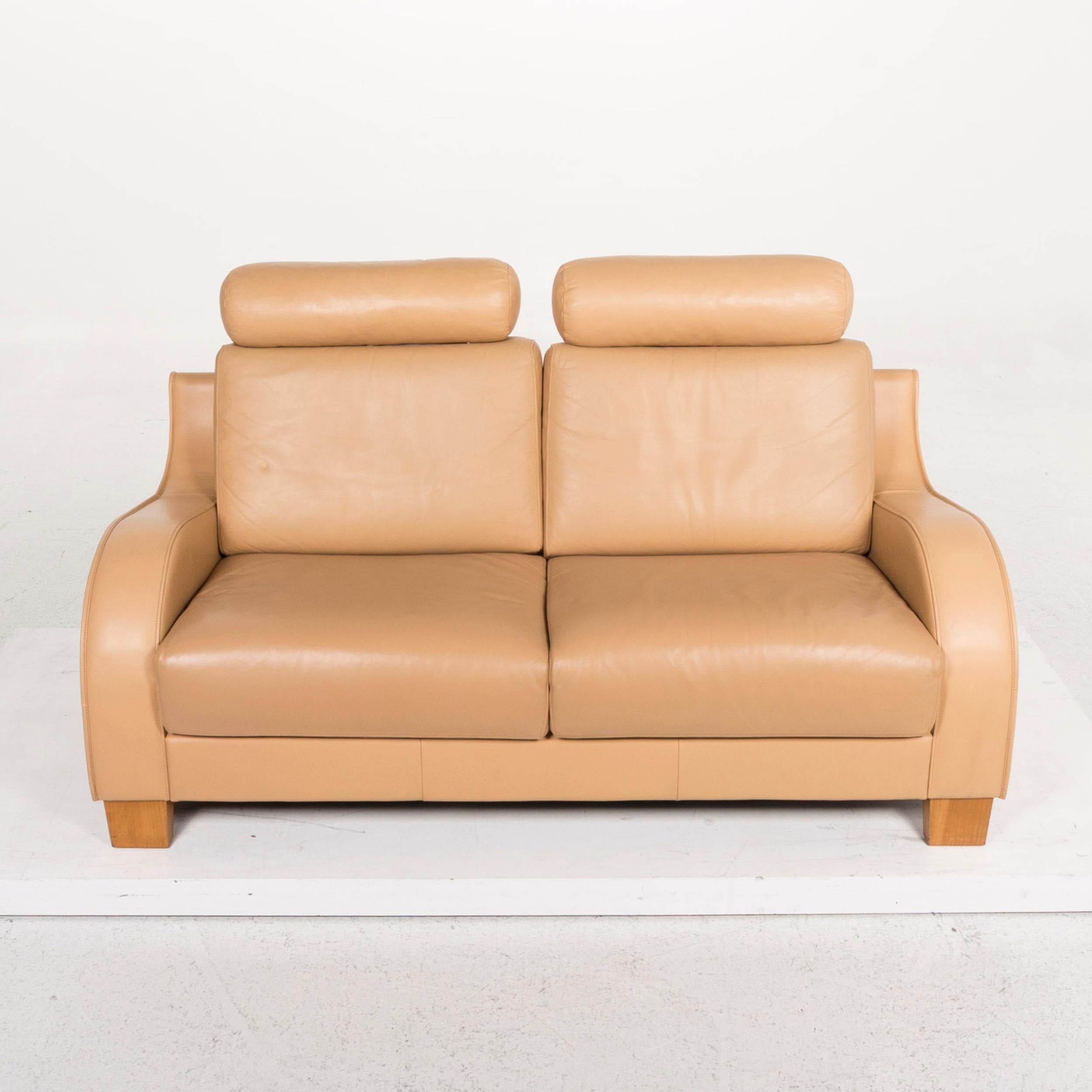 De Sede Leather Sofa Beige Two-Seat Function Couch For Sale 5