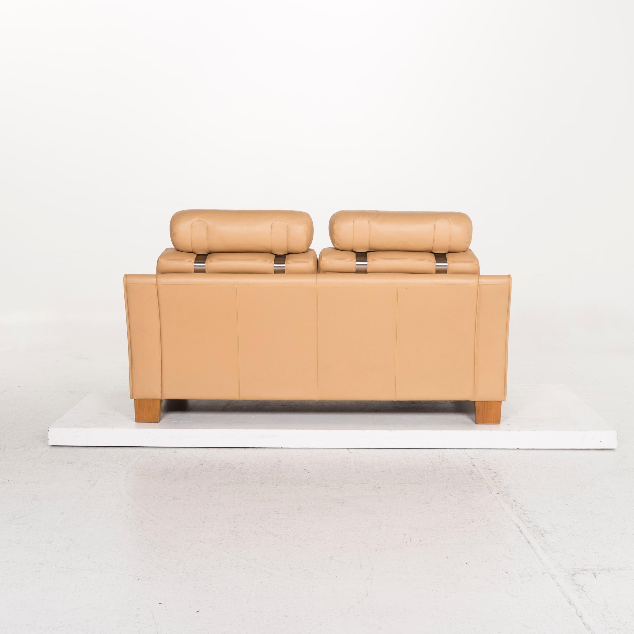De Sede Leather Sofa Beige Two-Seat Function Couch For Sale 7