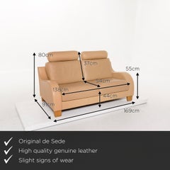 De Sede Leather Sofa Beige Two-Seat Function Couch