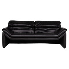De Sede Leather Sofa Black Two-Seater Couch Function Relaxation Function