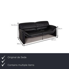 De Sede Leather Sofa Blue 2x Two-Seater Couch