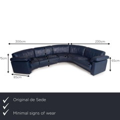 De Sede Leather Sofa Blue Corner Sofa Round Corner Couch