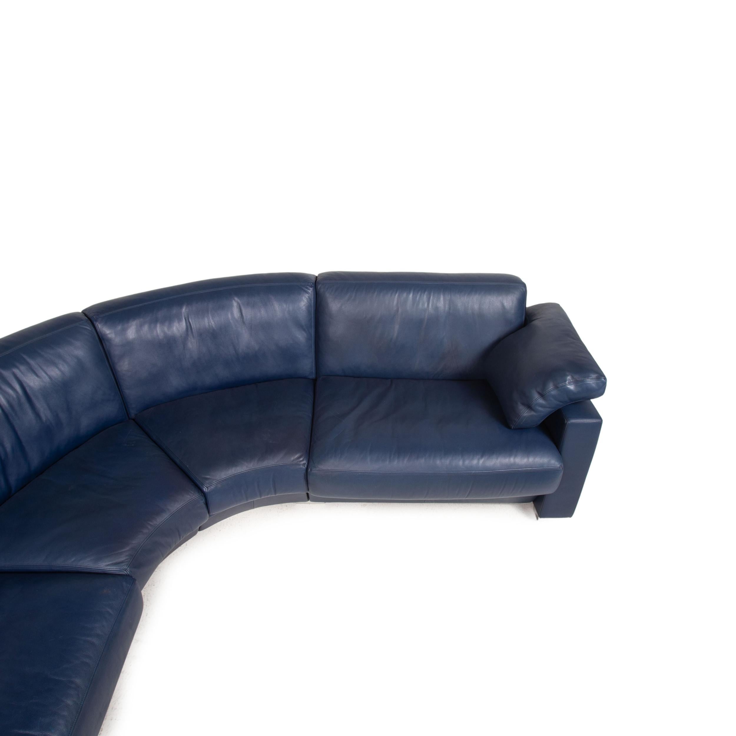 Contemporary De Sede Leather Sofa Blue Corner Sofa Round Corner Couch For Sale