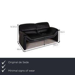 De Sede Leather Sofa Blue Two-Seater Couch