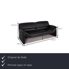 De Sede Leather Sofa Blue Two-Seater Couch