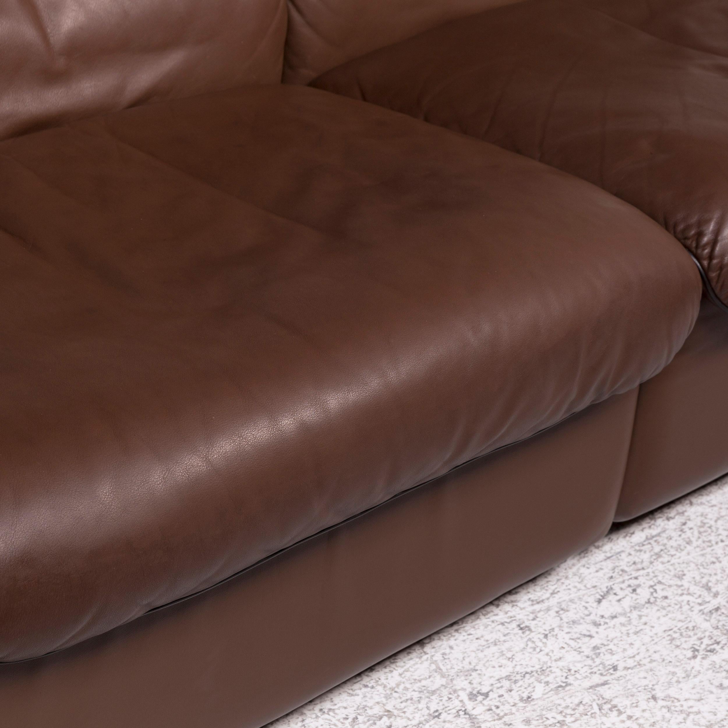 Modern De Sede Leather Sofa Brown Three-Seat Couch For Sale