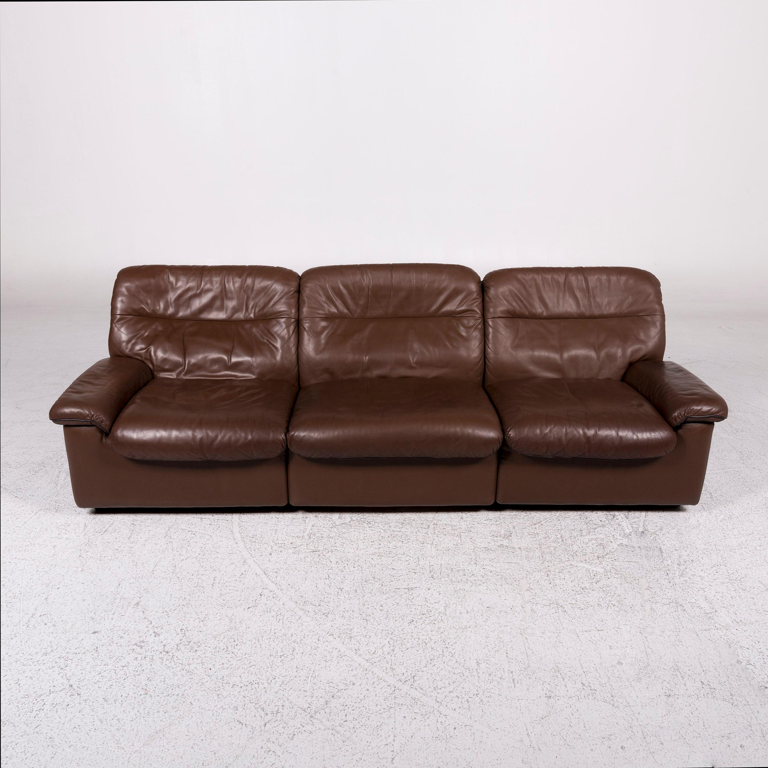 De Sede Leather Sofa Brown Three-Seat Couch For Sale 1