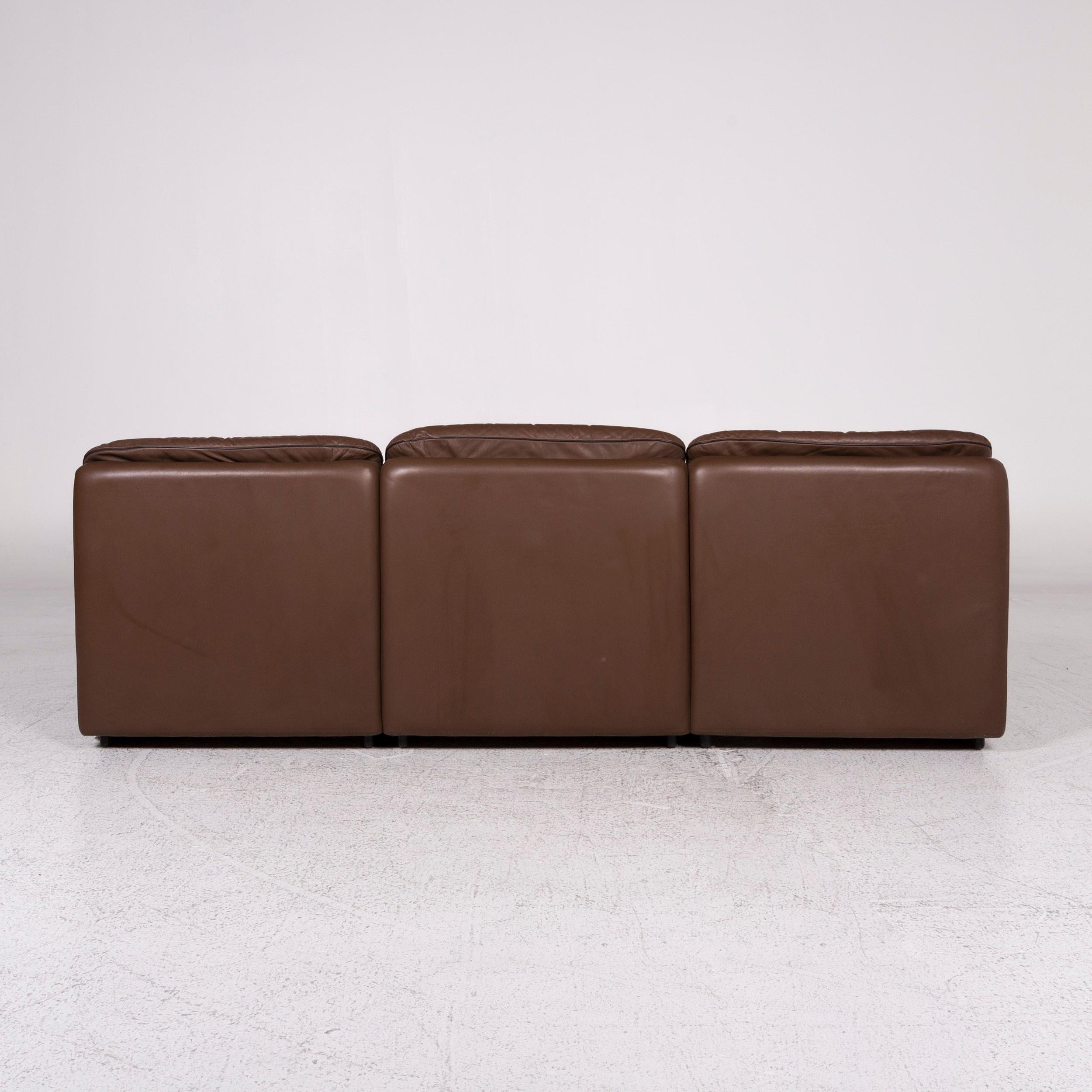 De Sede Leather Sofa Brown Three-Seat Couch For Sale 3