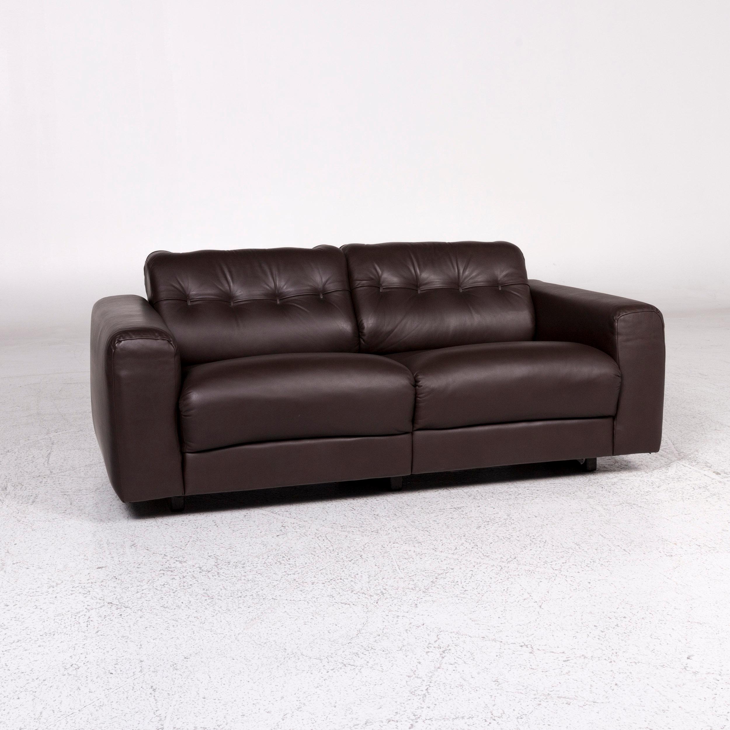 We bring to you a De Sede leather sofa brown two-seat couch.

 Product measurements in centimeters:
 
Depth 82
Width 158
Height 64
Seat-height 38
Rest-height 52
Seat-depth 52
Seat-width 118
Back-height 33.
 