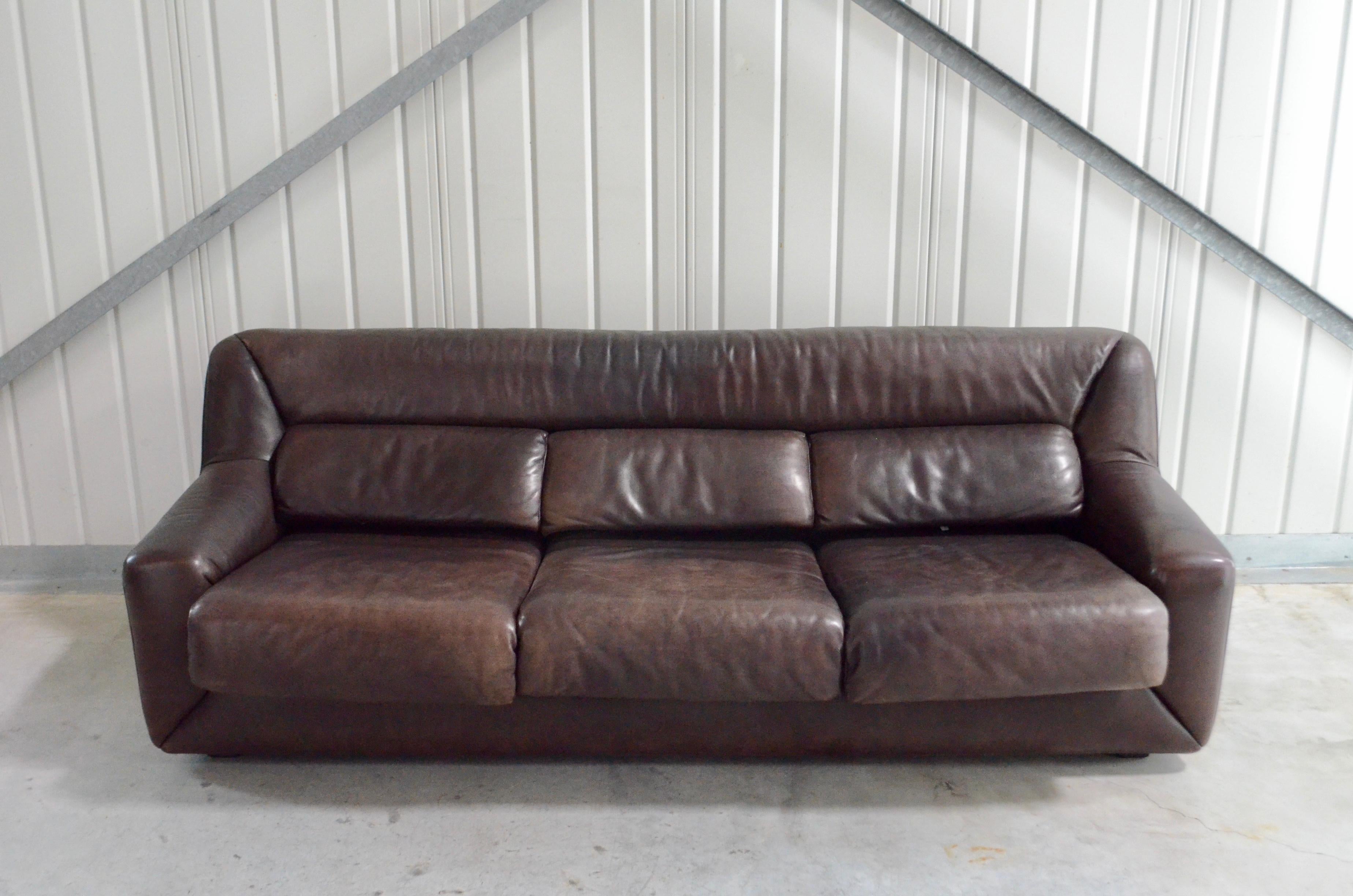 Mid-Century Modern De Sede Leather Sofa Ds 43 Brown