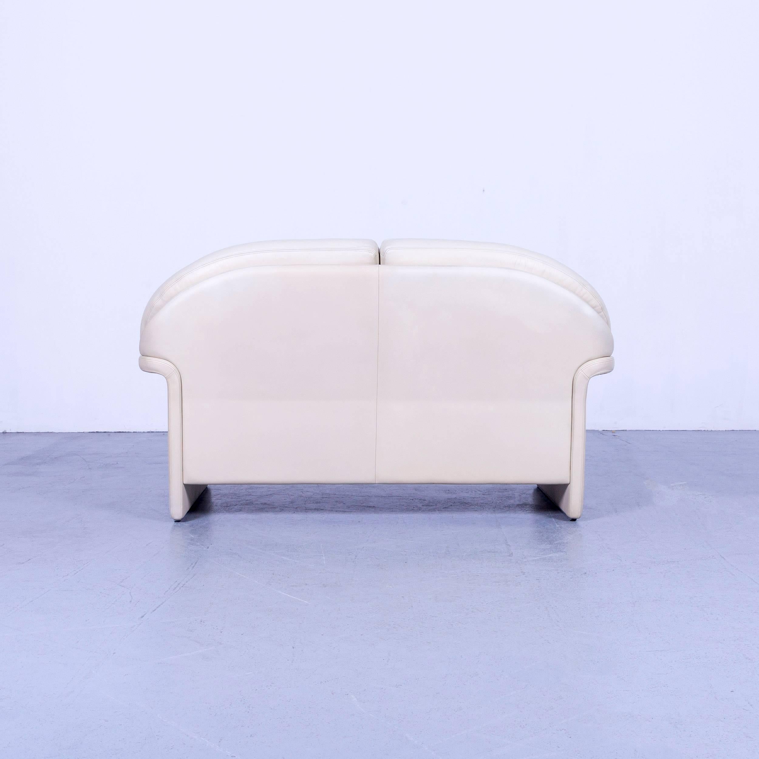 De Sede Leather Sofa Off-White Two-Seat Couch For Sale 5