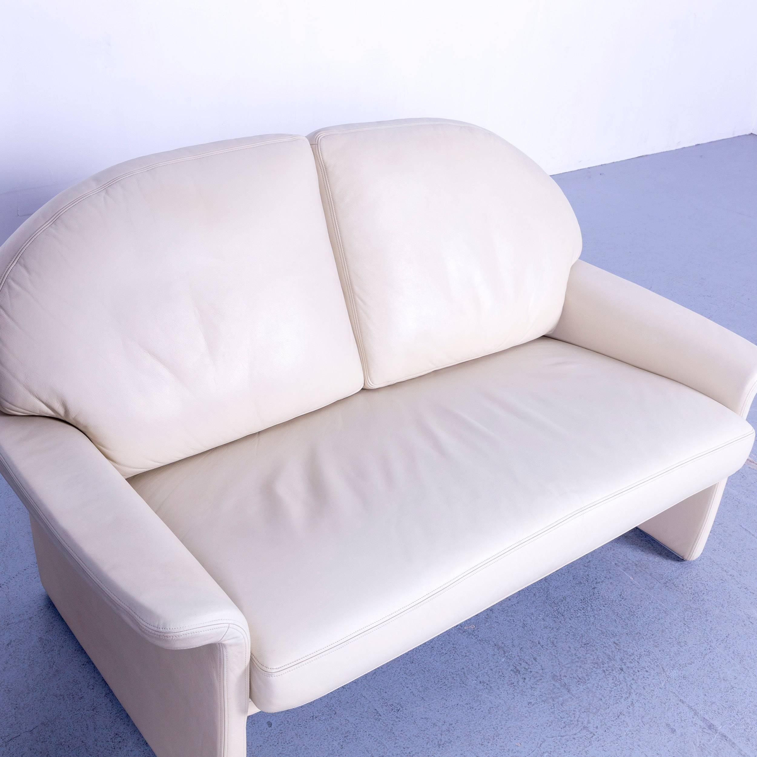 De Sede Leather Sofa Off-White Two-Seat Couch For Sale 3