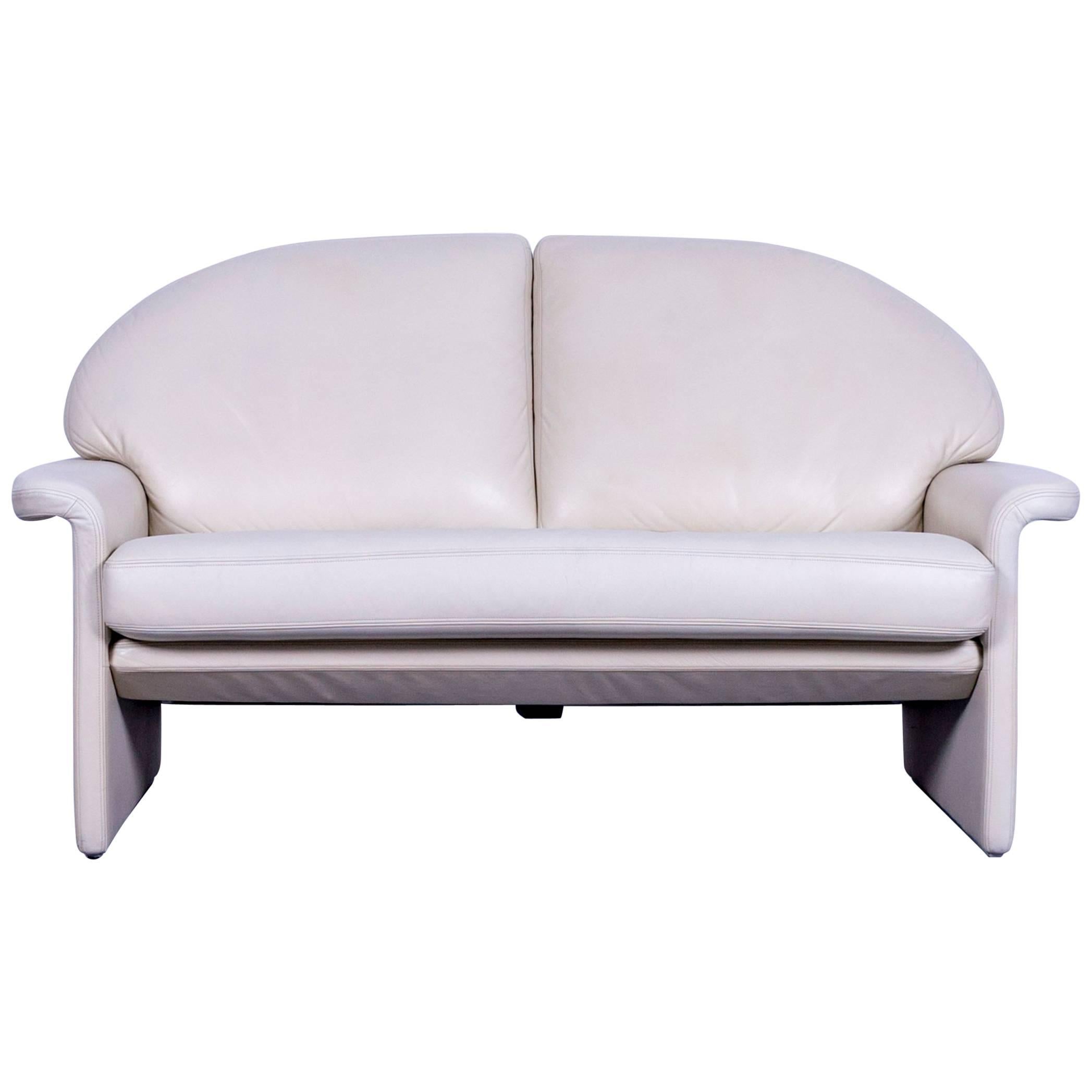 De Sede Leather Sofa Off-White Two-Seat Couch For Sale