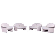 De Sede Leather Sofa Set Off-White Two-Seat and Armchair