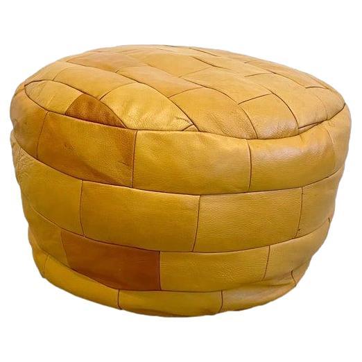 De Sede Light Tan Leather Patchwork Ottoman, 1960s Switzerland
