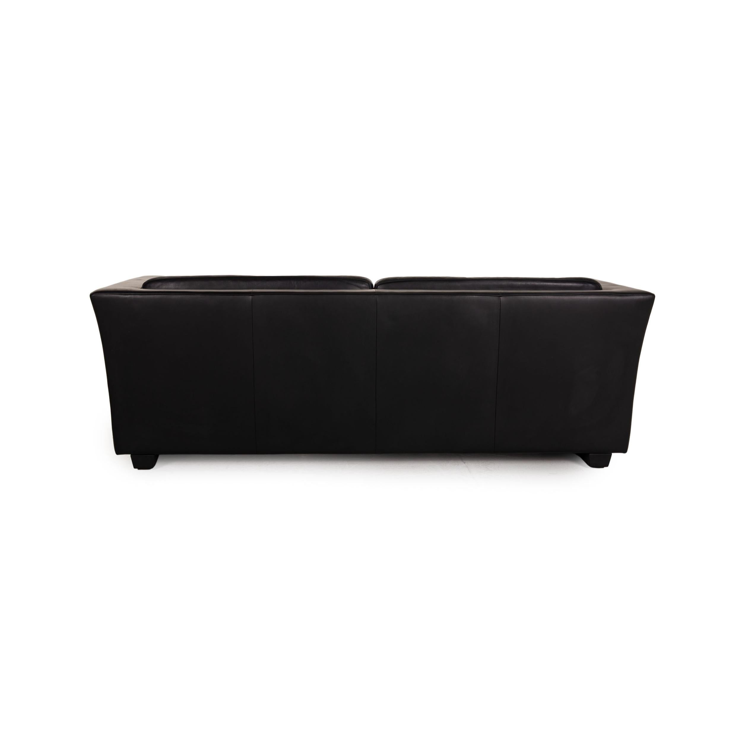 Contemporary De Sede Lotus Leather Sofa Black Two-Seater Couch For Sale