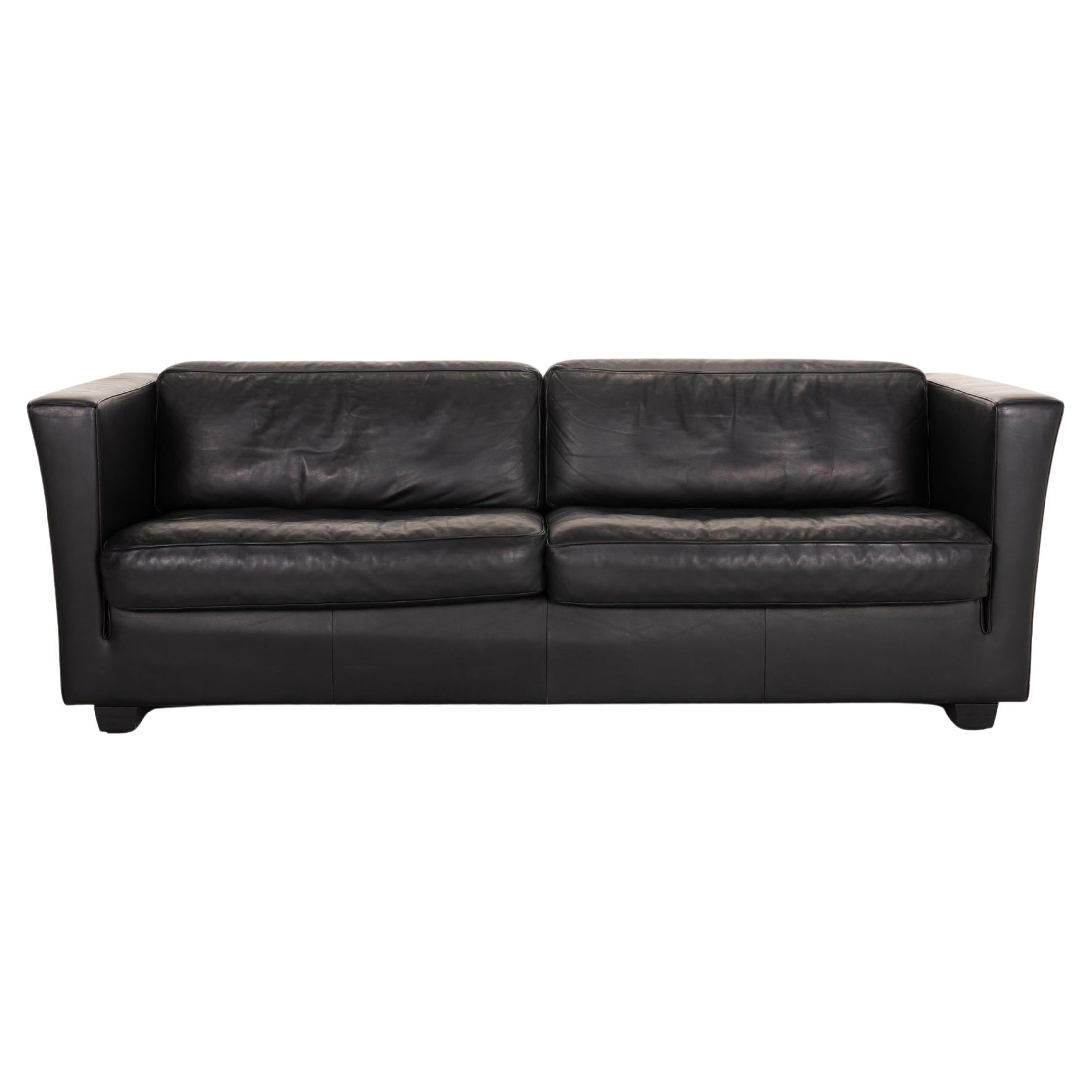 De Sede Lotus Leather Sofa Black Two-Seater Couch For Sale