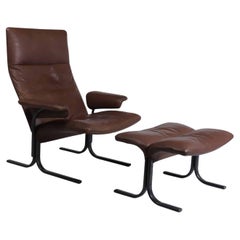Vintage De Sede Lounge Chair and Footstool Set Model DS 2030, c1980s