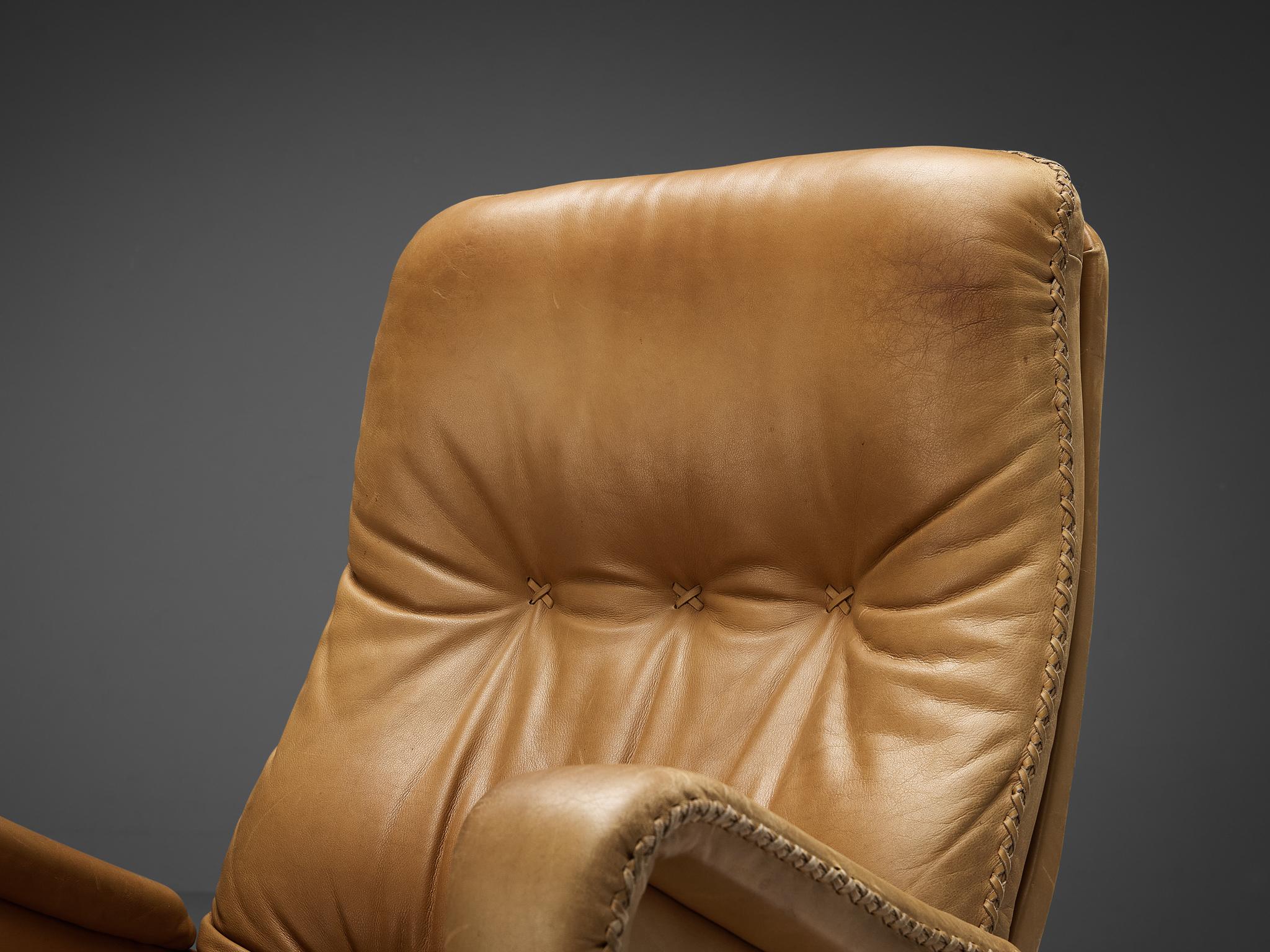 Swiss De Sede Lounge Chair in Camel Leather  For Sale