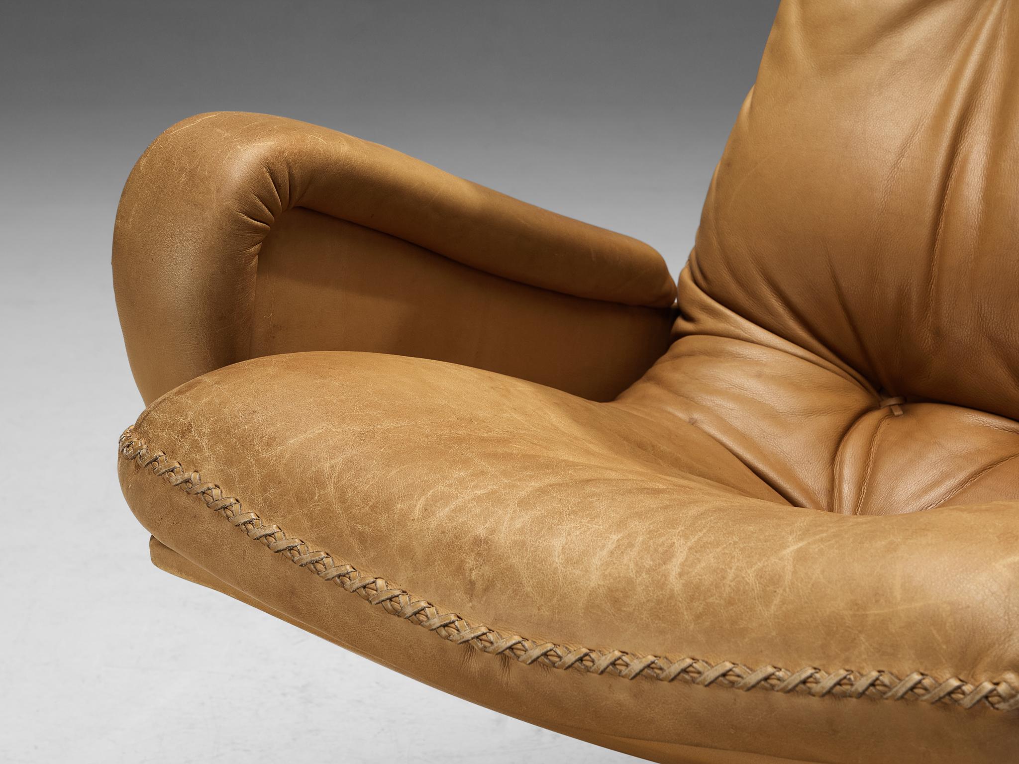 Metal De Sede Lounge Chair in Camel Leather  For Sale
