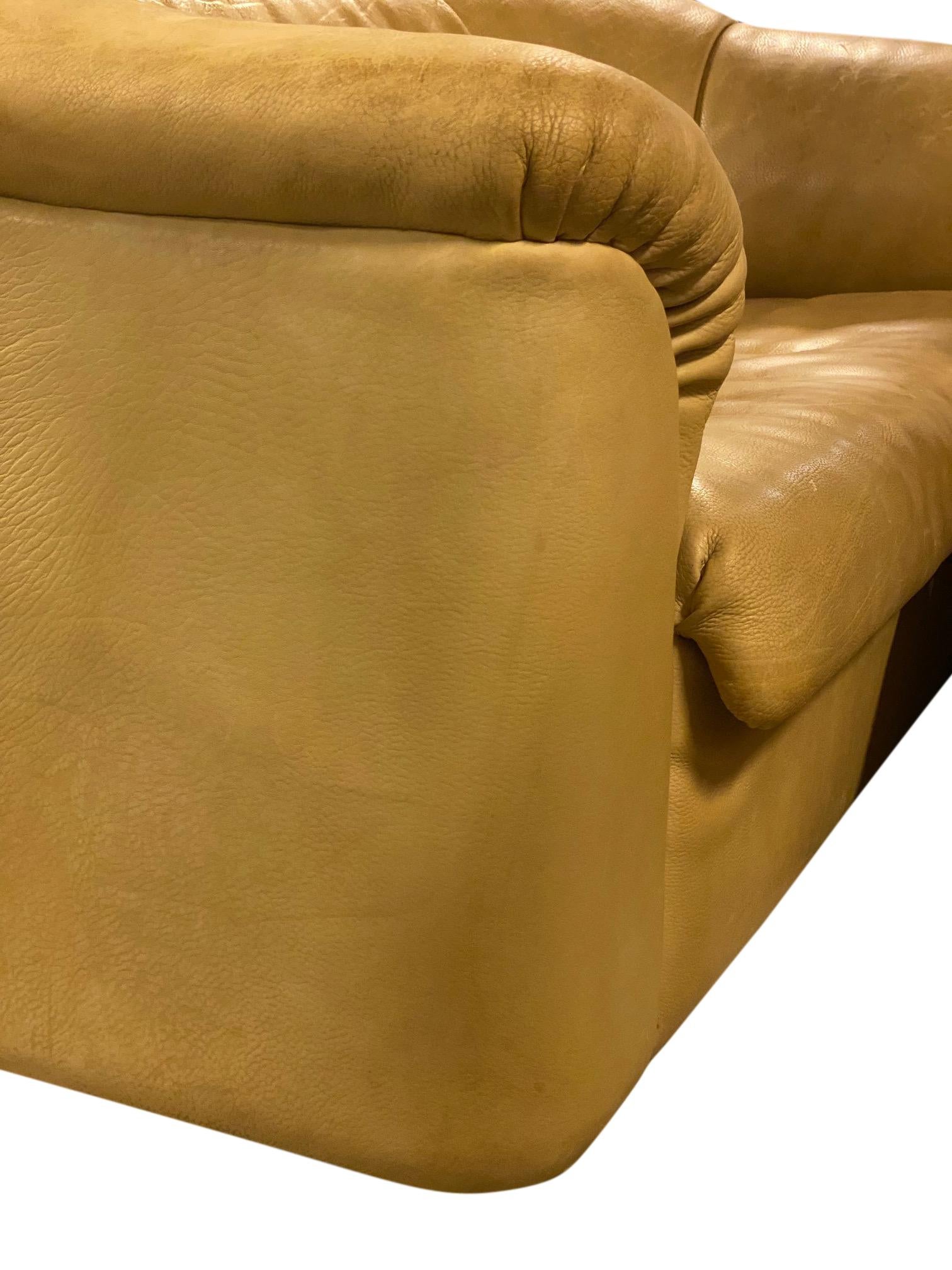 De Sede Matched Pair of Buffalo Leather Loveseats, Switzerland, 1970's 5