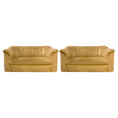 De Sede Matched Pair of Buffalo Leather Loveseats, Switzerland, 1970's