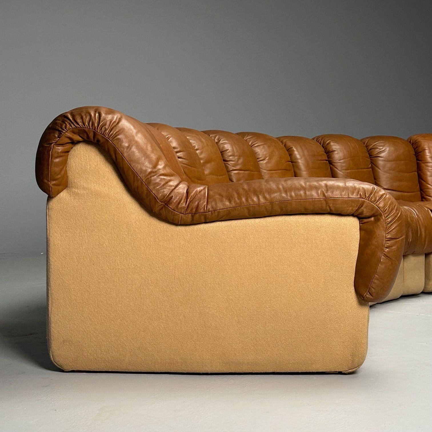 De Sede, Mid-Century Modern, DS-600 Non Stop Sectional Sofa, Distressed Leather 3