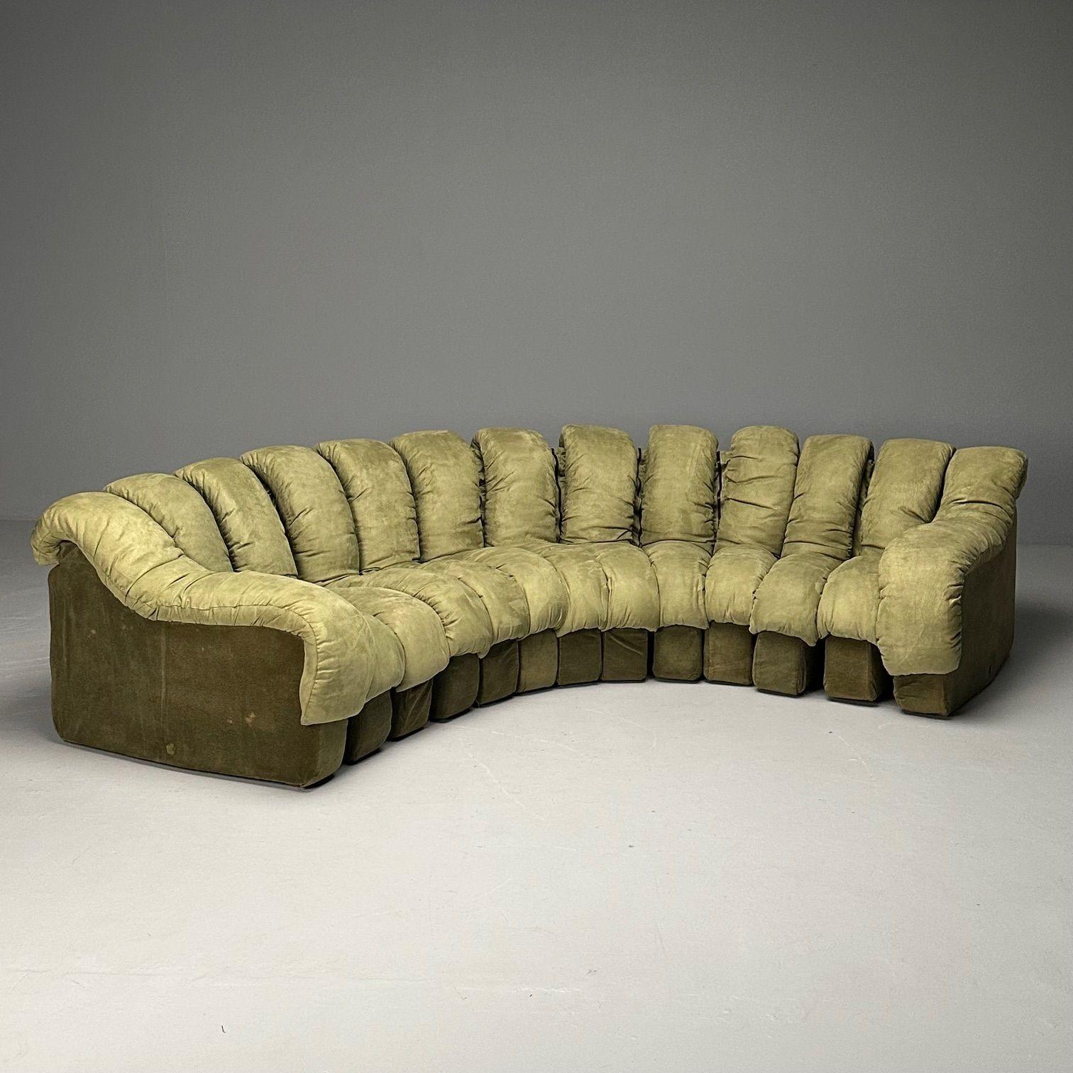 De Sede, Mid-Century Modern, DS-600 Non Stop Sectional Sofa, Green Fabric For Sale 1