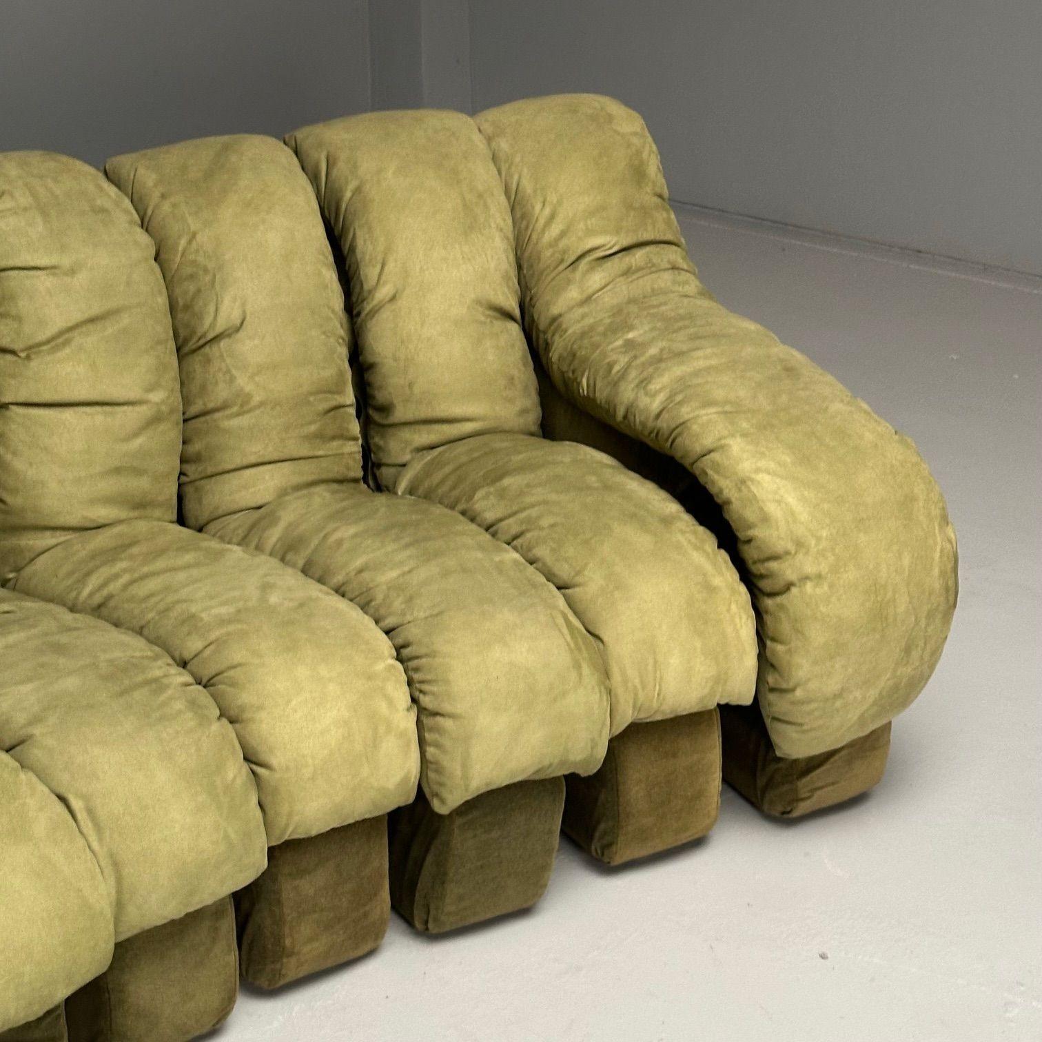 De Sede, Mid-Century Modern, DS-600 Non Stop Sectional Sofa, Green Fabric For Sale 4