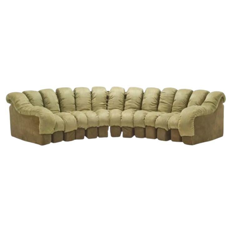 De Sede, Mid-Century Modern, DS-600 Non Stop Sectional Sofa, Green Fabric For Sale